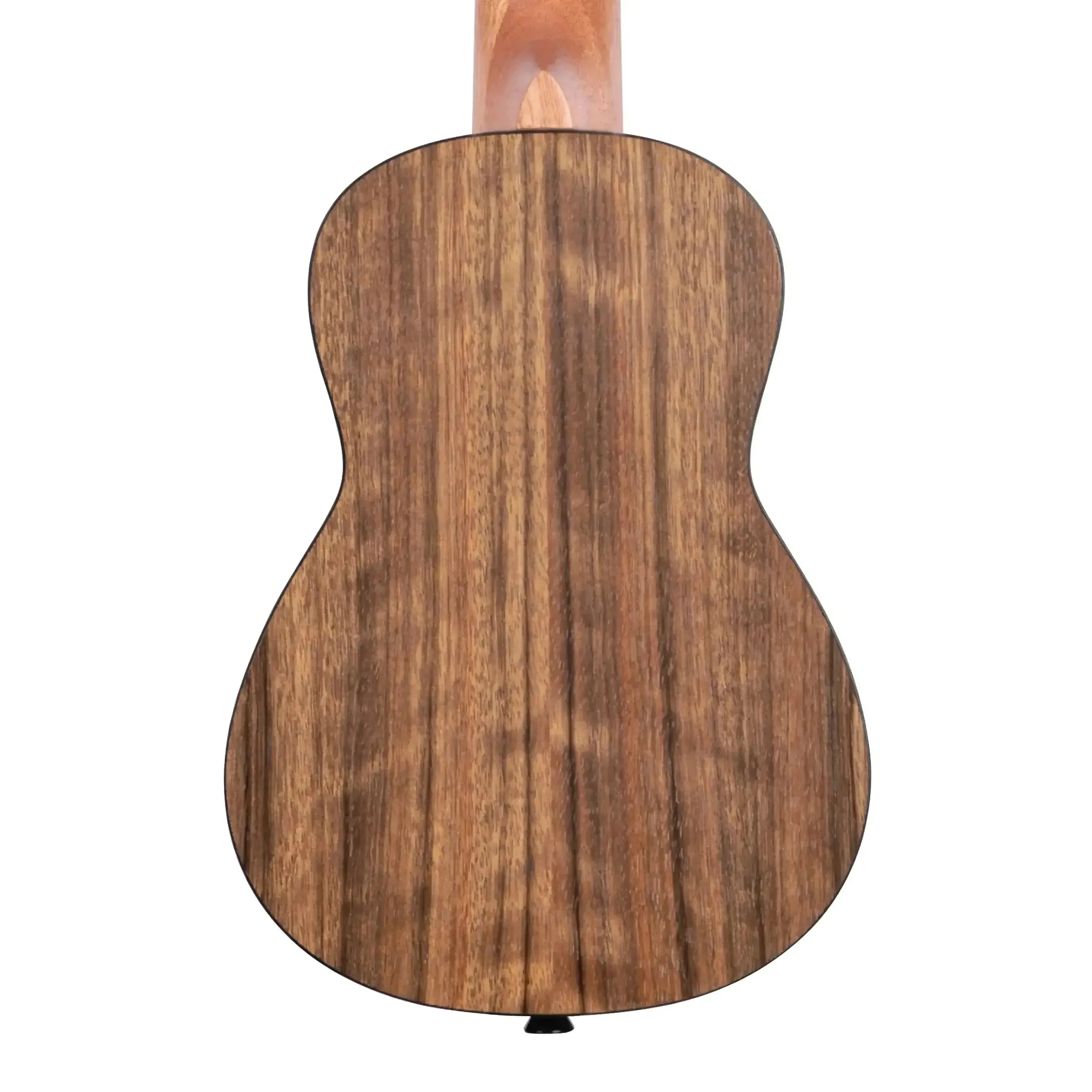 Kala Pacific Walnut Soprano Ukulele, back view, showcasing rich wood grain and satin finish.