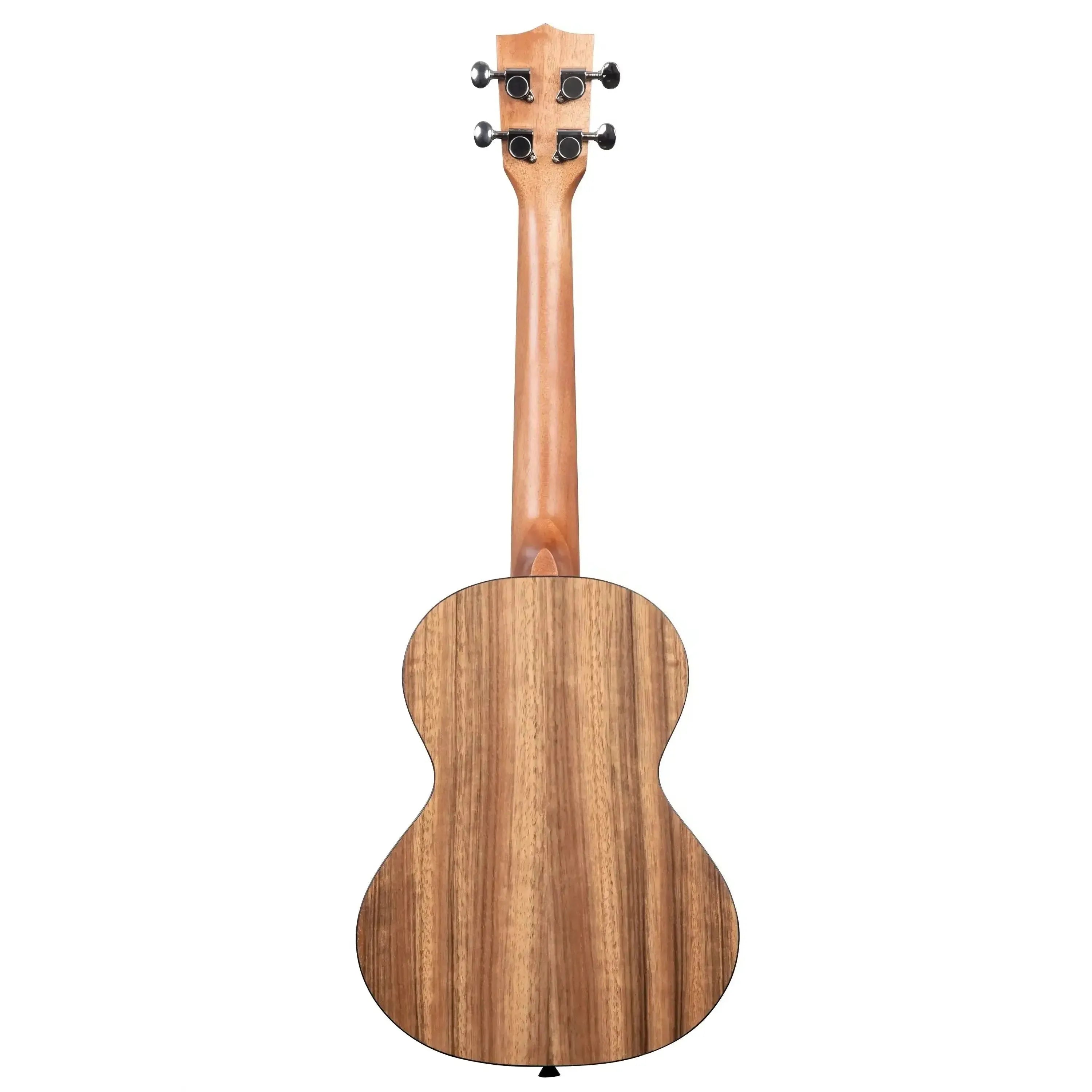 Back of a Kala Pacific Walnut Tenor Ukulele with a satin finish and black binding.