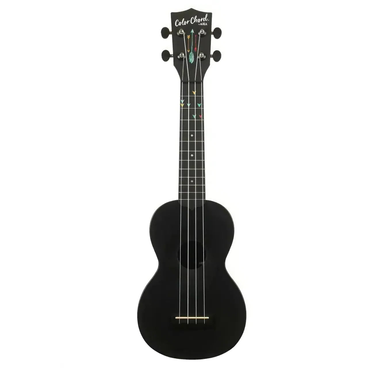 Kala Recycled Color Chord Soprano Ukulele in black ABS composite with colorful fret markers.
