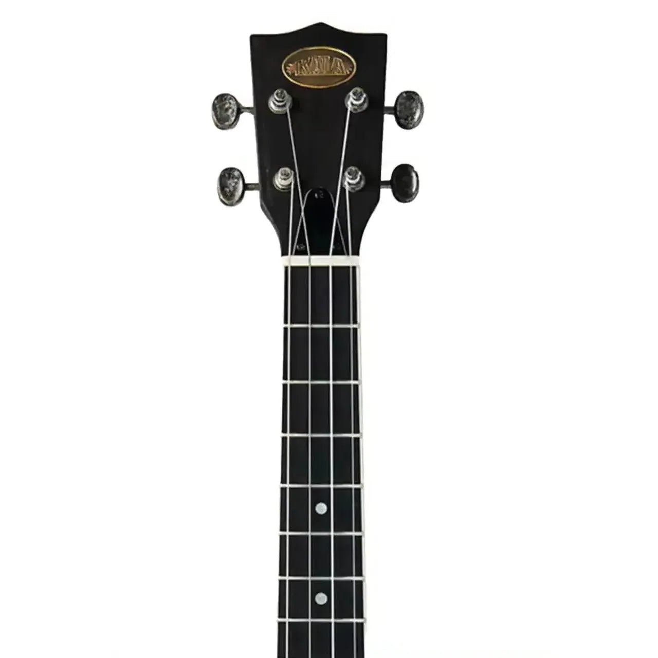 Kala Resonator Tenor Ukulele headstock and fretboard with black finish and brushed copper tuners.