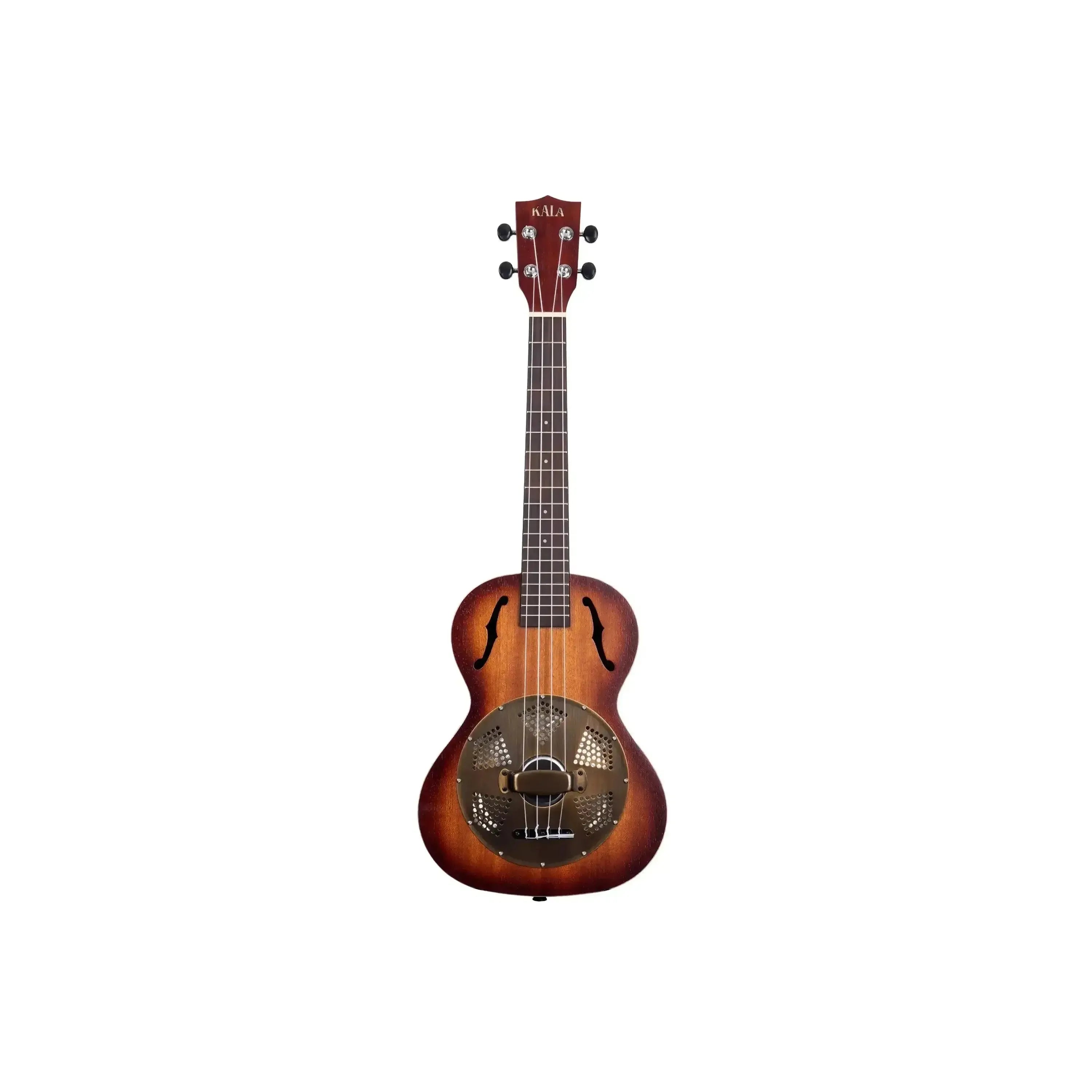 Kala Brass Resonator Tenor Ukulele with sunburst satin finish and mahogany body.