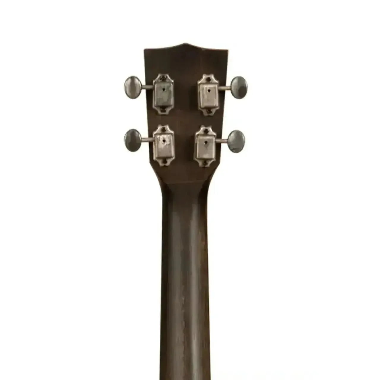 Kala Resonator Tenor Ukulele headstock with antique copper tuners and dark mahogany neck.
