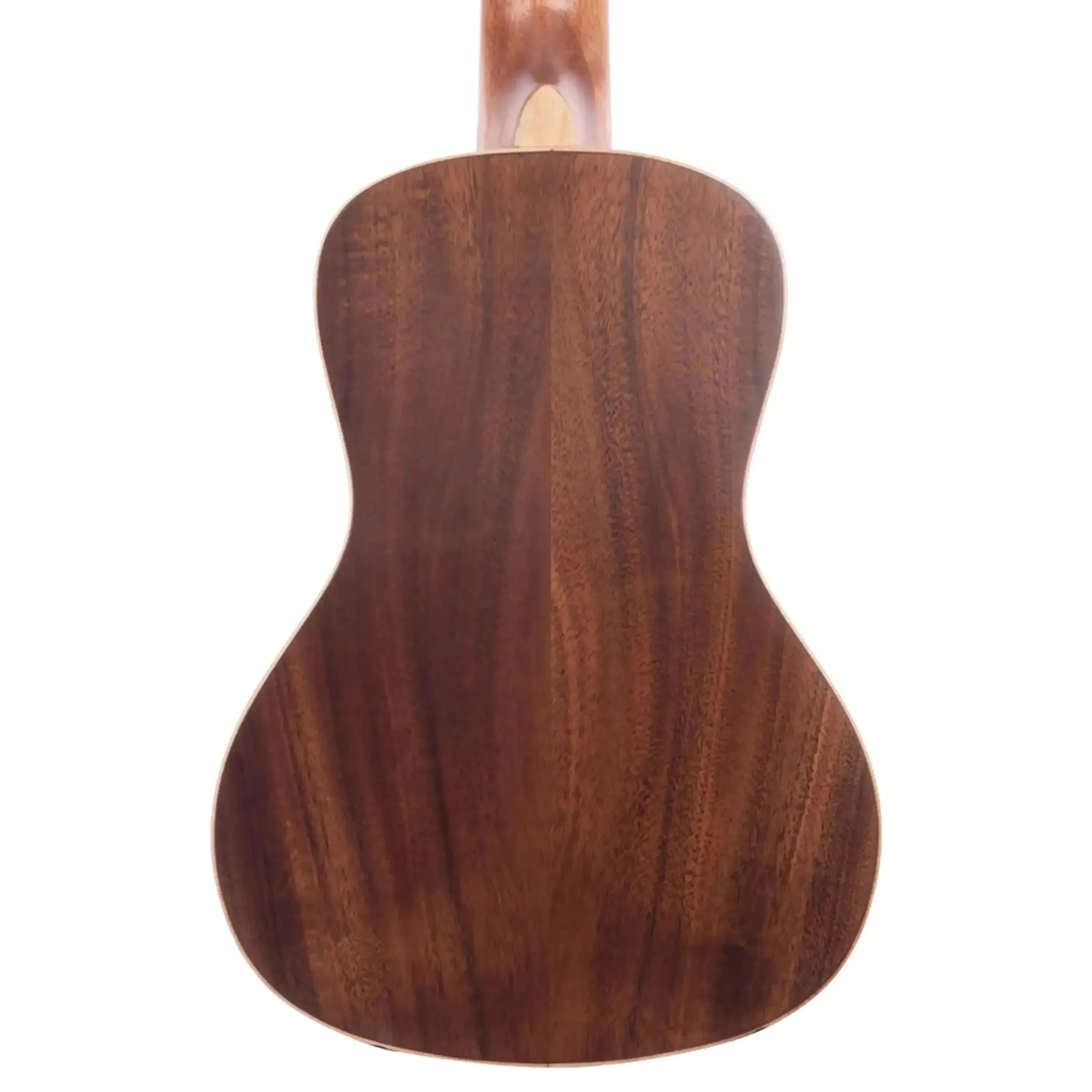 Kala SA-C Solid Acacia Concert Ukulele back with rich brown wood grain and light maple binding.