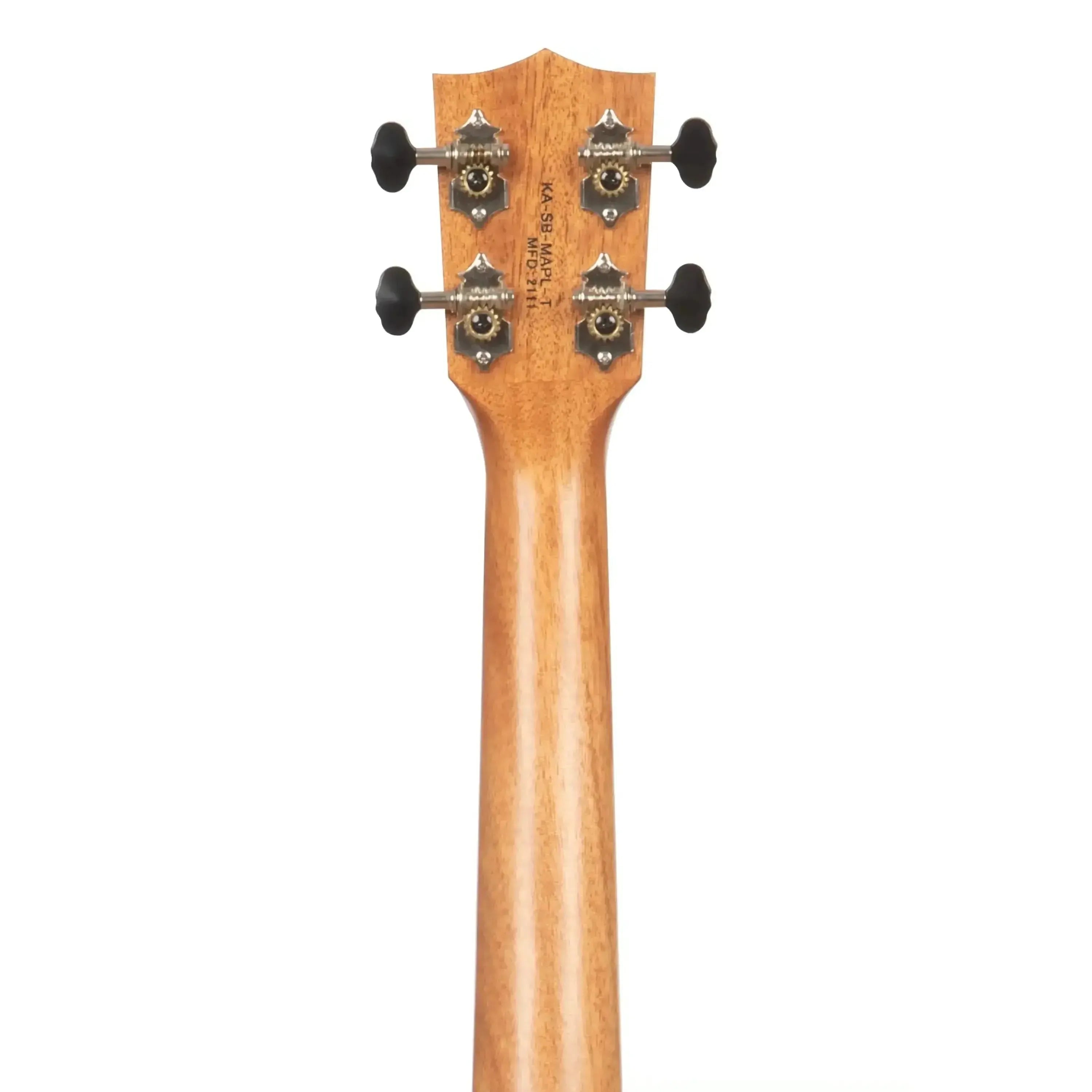 Back of Kala Solid Body Electric Tenor Ukulele headstock and neck, showing tuners and wood grain.