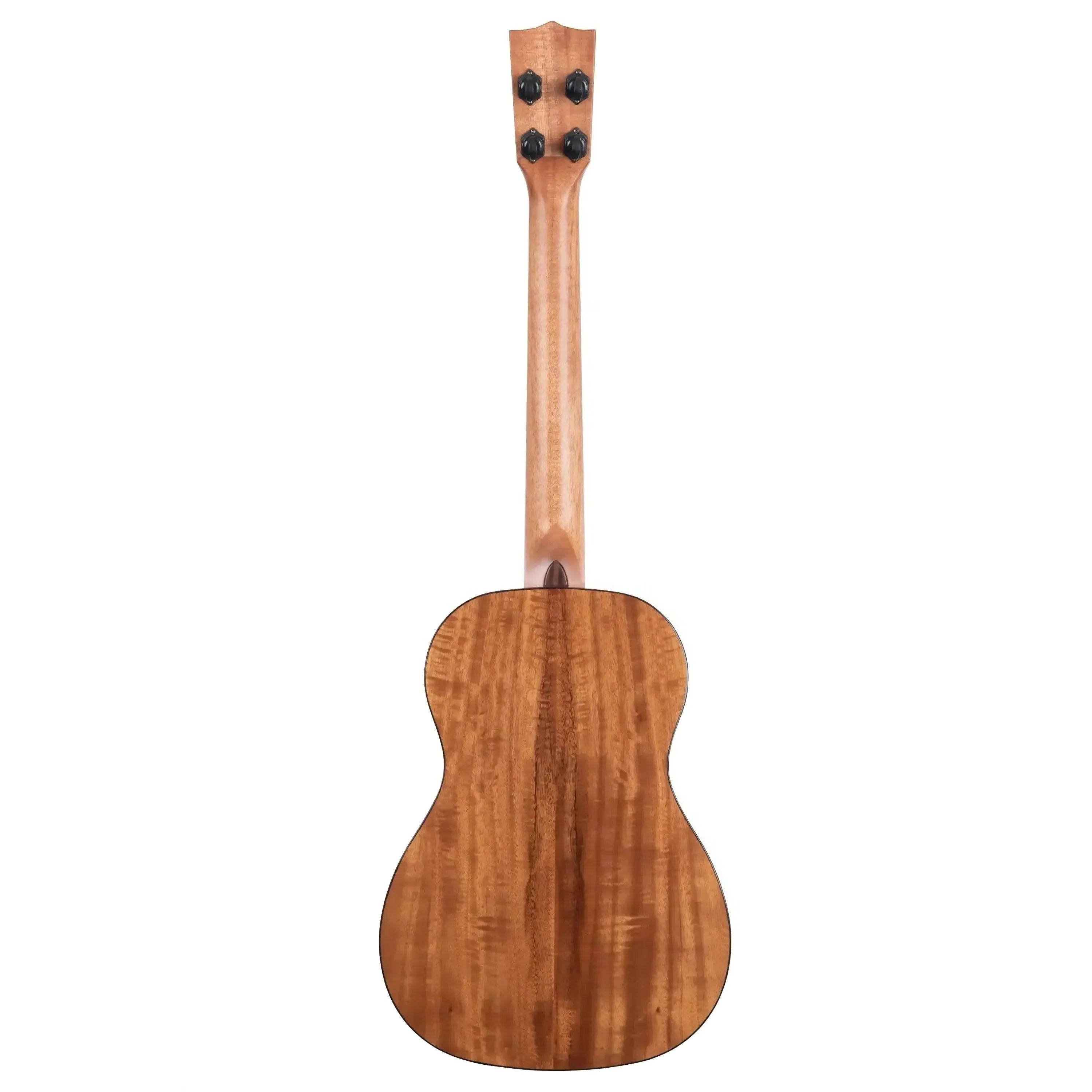 Kala SCAC-B Baritone Ukulele back, showing acacia laminate wood grain, mahogany neck, and black tuners.