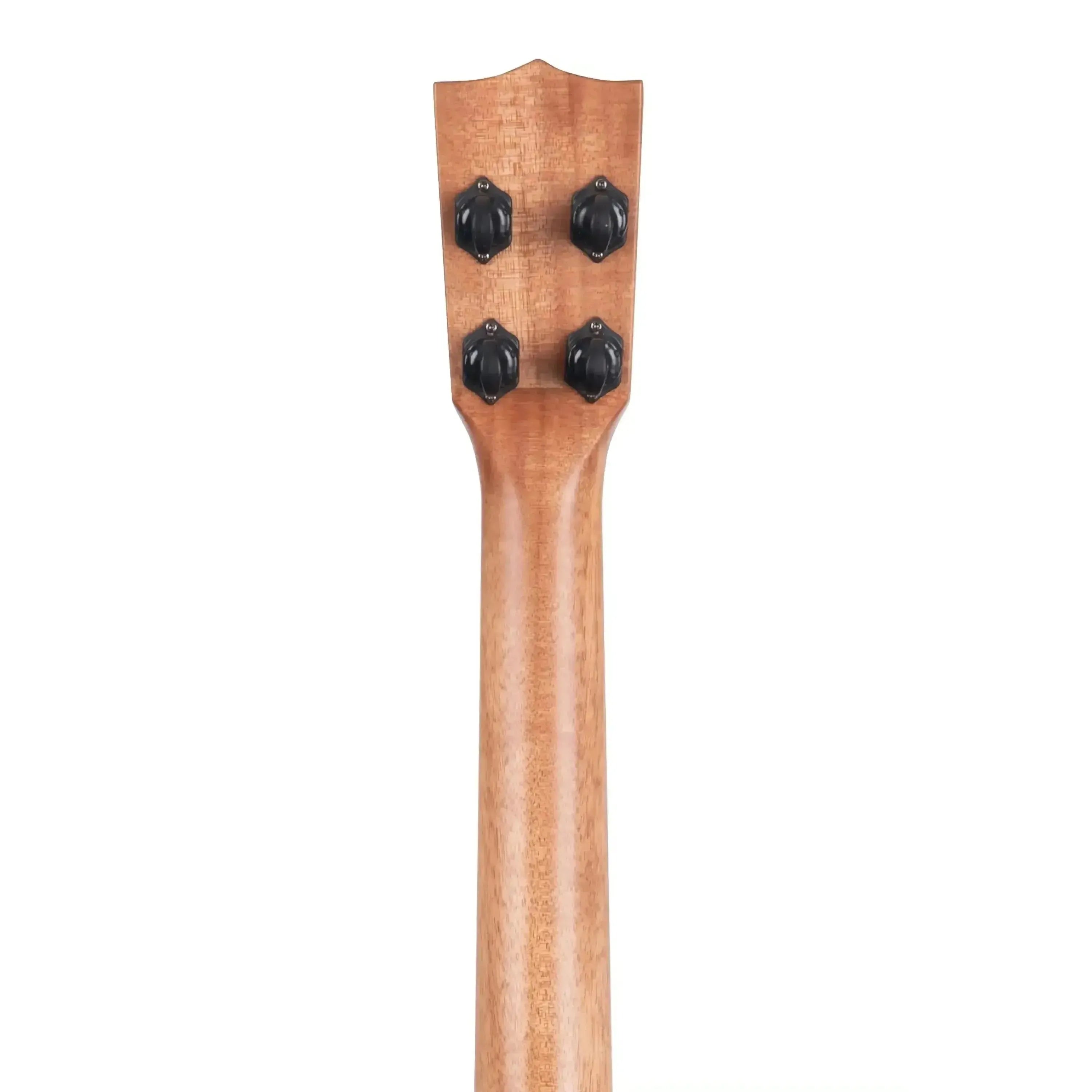 Back of Kala SCAC-B Baritone Ukulele headstock and mahogany neck with four black tuners.