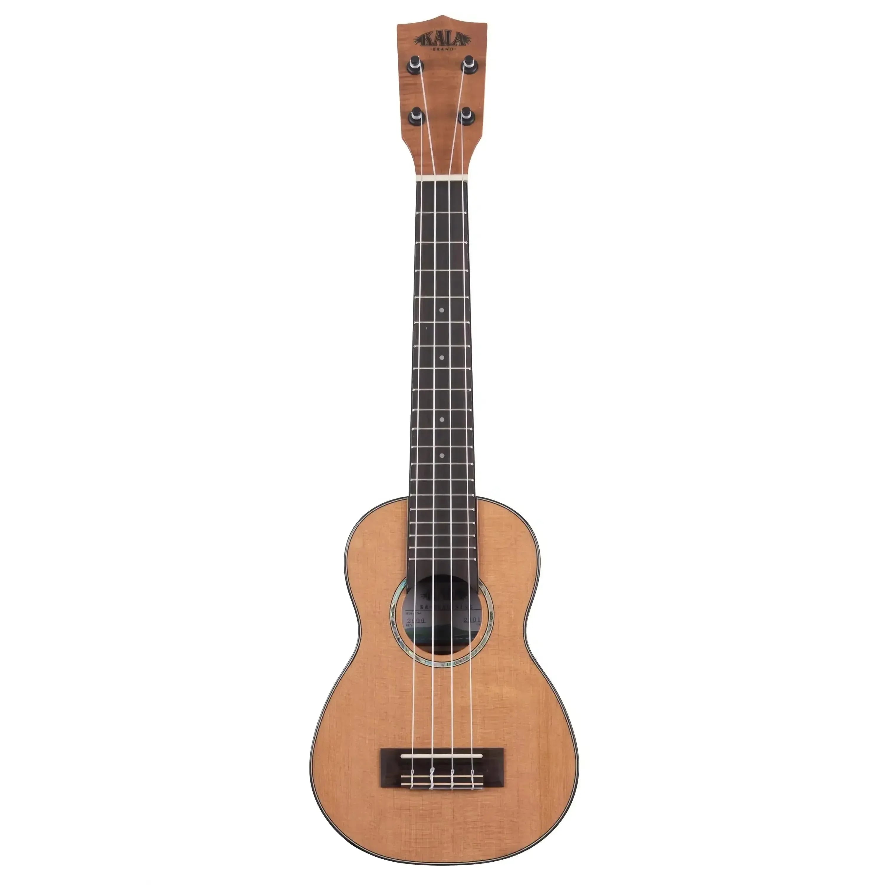 Kala SCAC-SLNG Longneck Soprano Ukulele with solid cedar top, high-gloss finish, and dark fretboard.