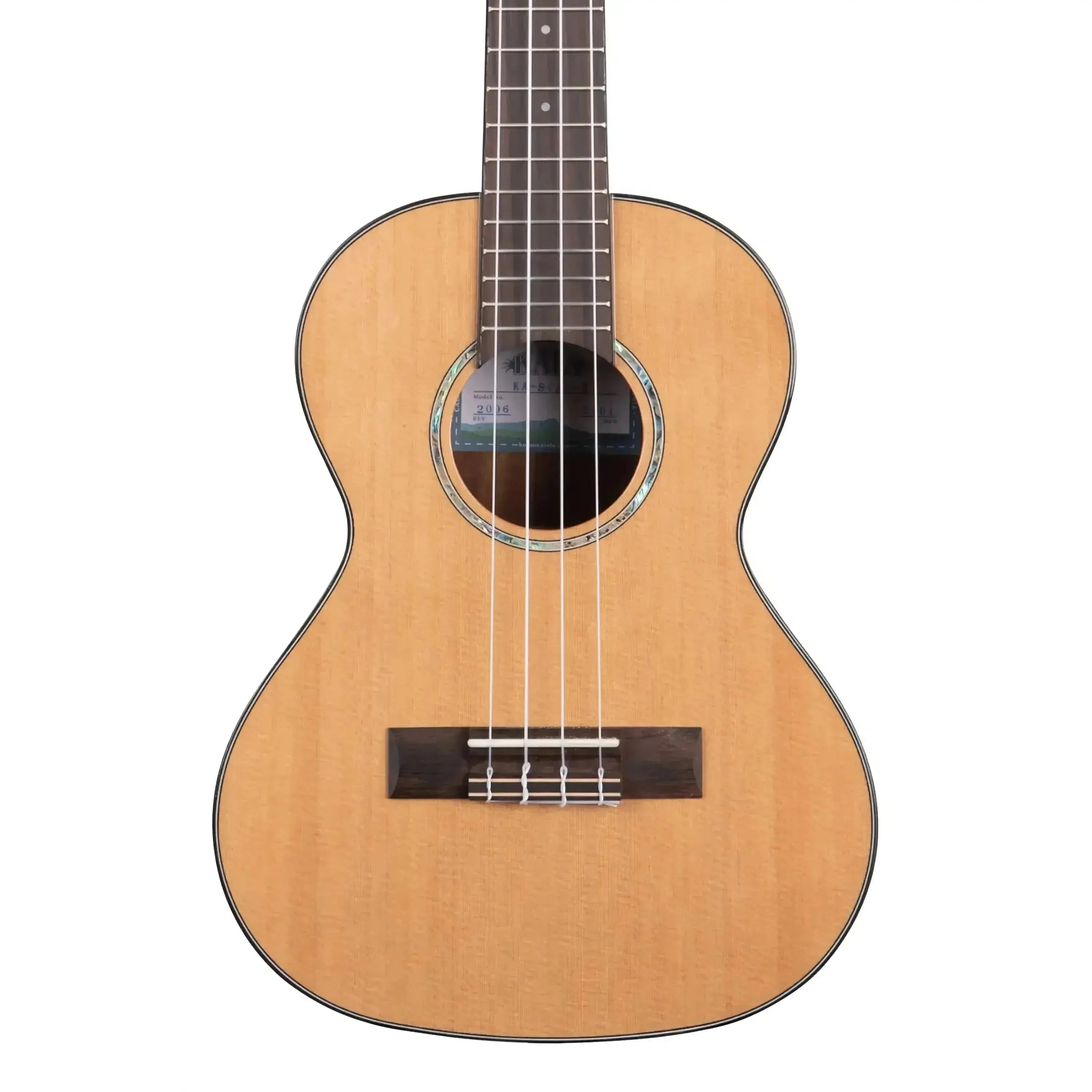 Kala SCAC-T Solid Cedar Top Tenor Ukulele with dark rosewood bridge and fingerboard.
