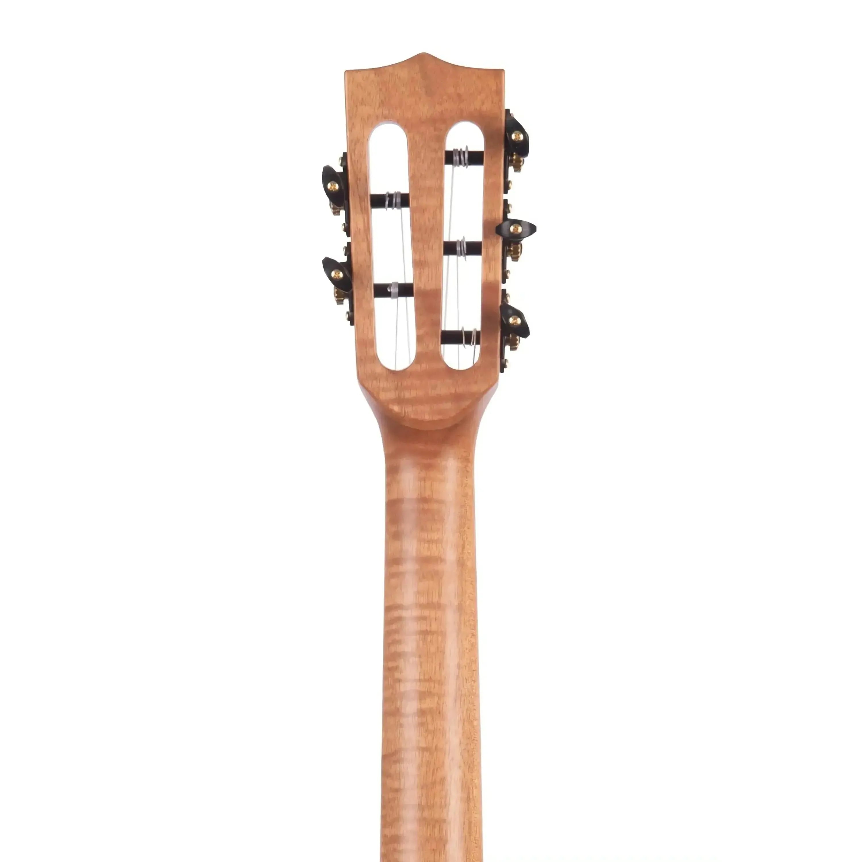 Kala SCAC-T5 5-string tenor ukulele neck and slotted headstock with gold tuners, light wood grain.