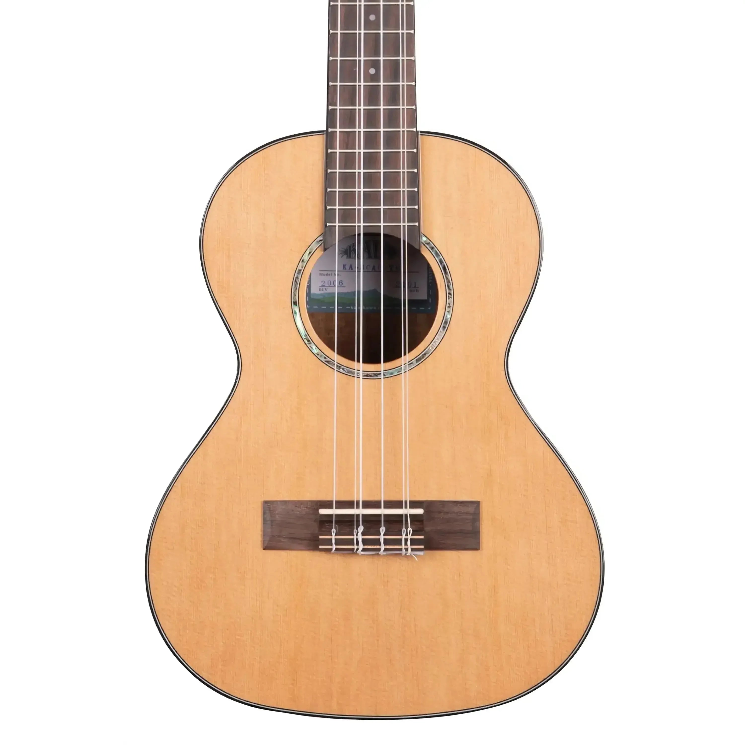 Kala SCAC-T6 6-string tenor ukulele with solid cedar top, rosewood bridge, and abalone rosette.