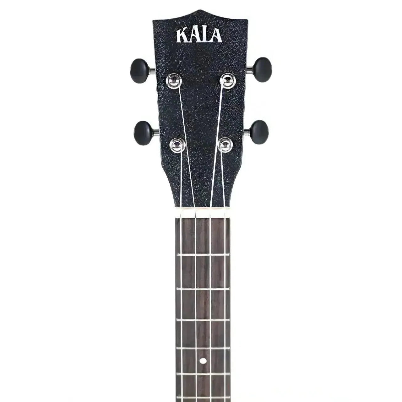 Kala SDH-BE Baritone Ukulele headstock with "KALA" logo, black tuners, and rosewood fretboard.