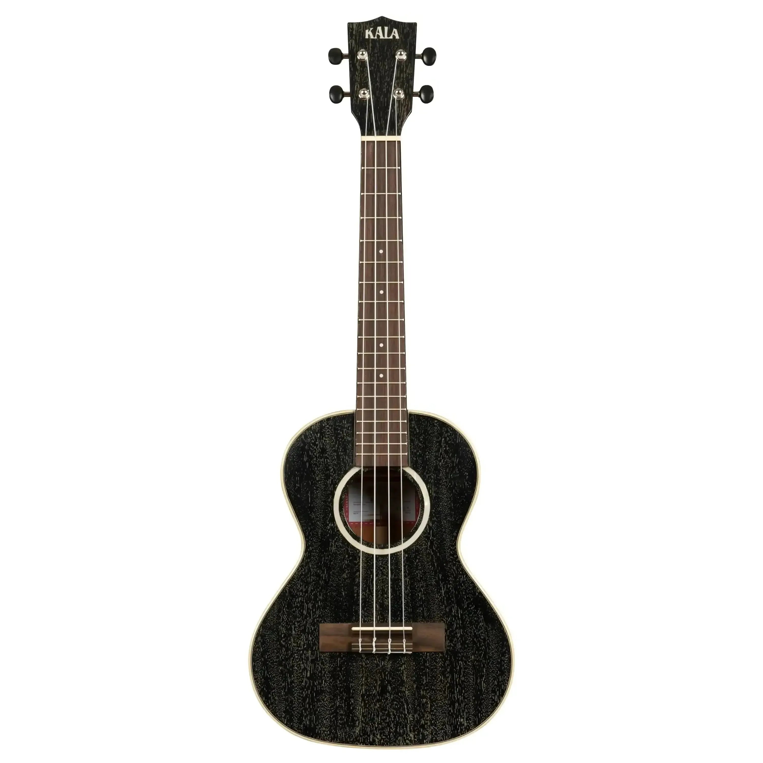 Kala SDH-T Tenor Ukulele with black "doghair" mahogany body, cream binding, and rosewood fingerboard.