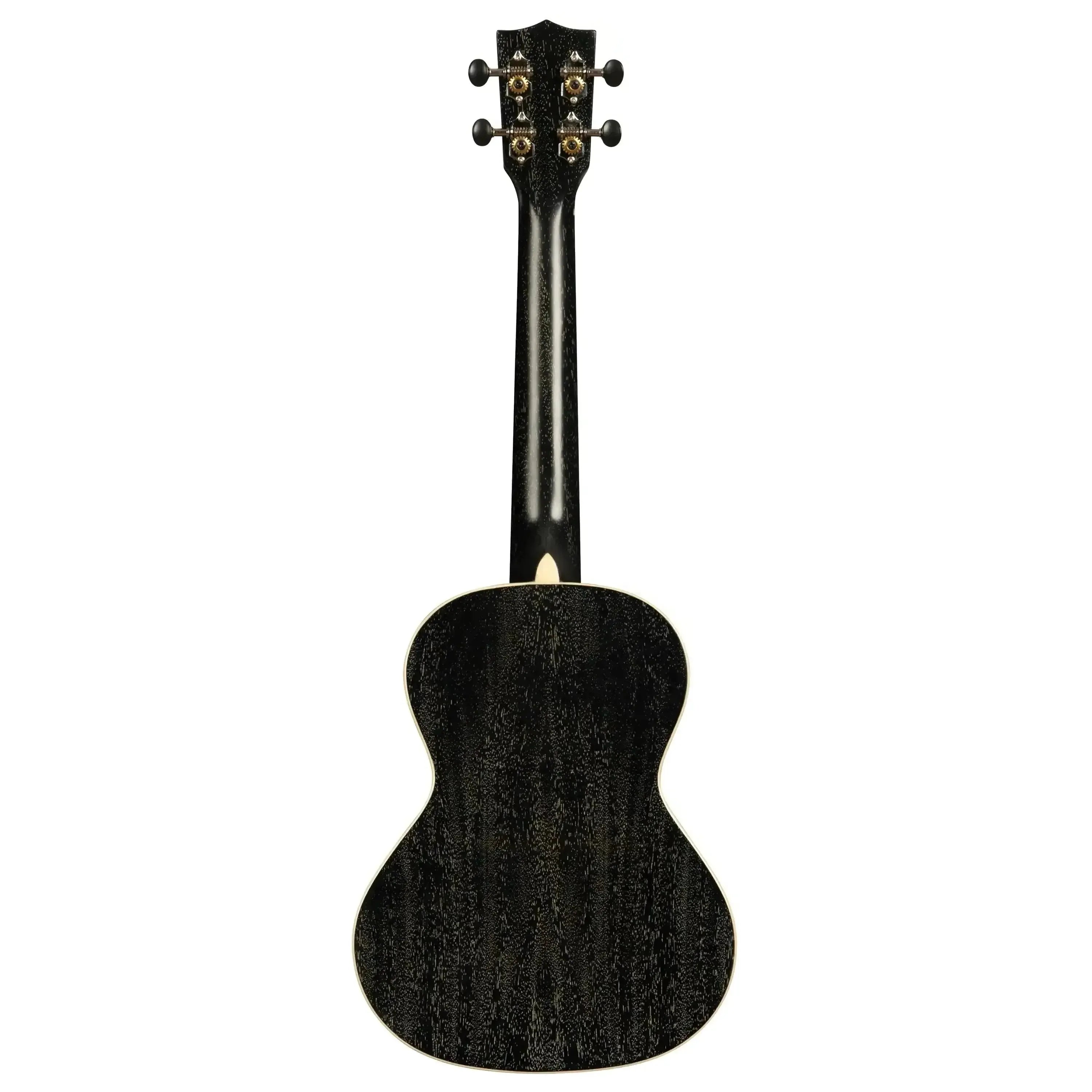 Back of a Kala SDH-T Tenor Ukulele, featuring dark Salt & Pepper Doghair Mahogany with cream binding.