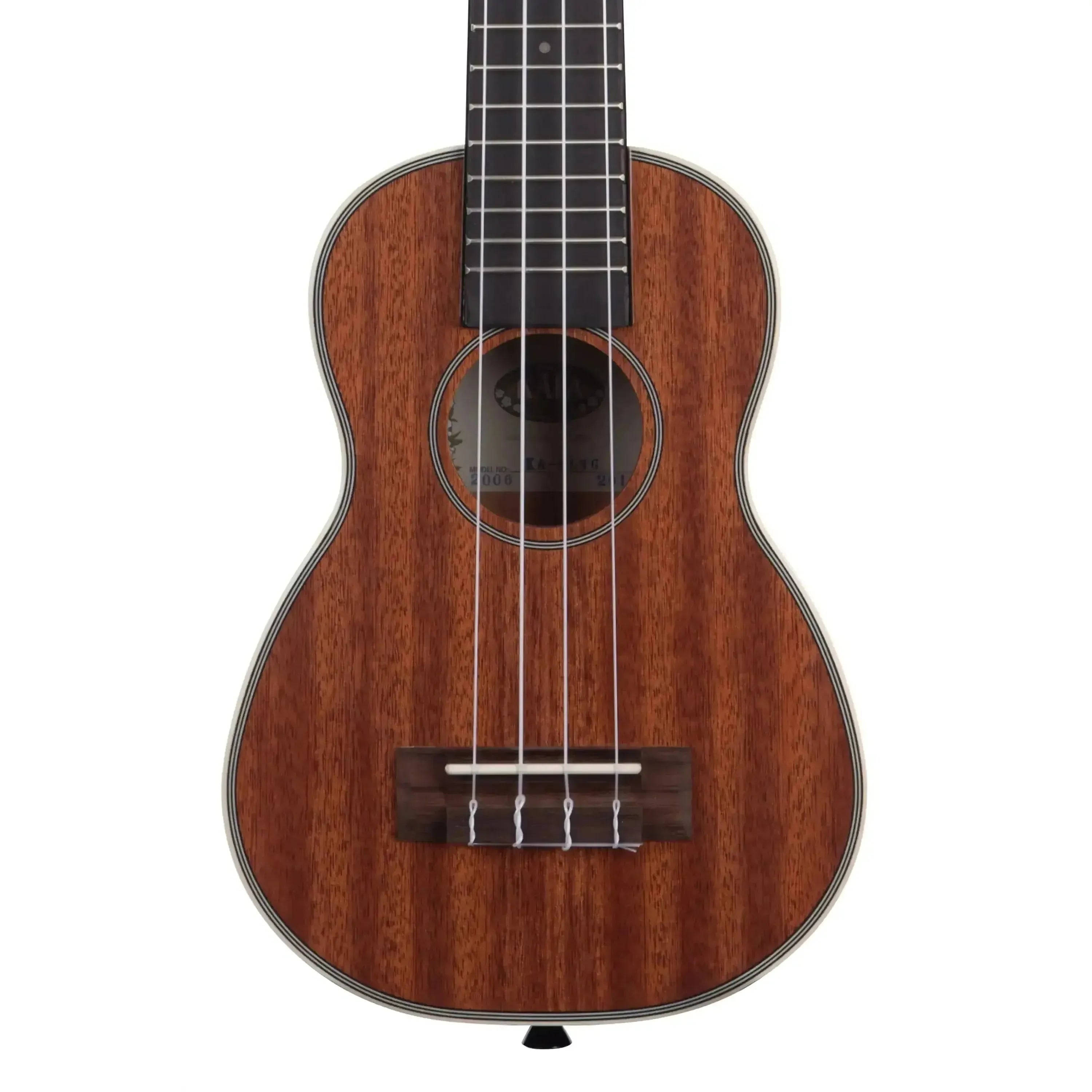 Kala SLNG Longneck Soprano Ukulele with gloss mahogany body, crème binding, and Aquila strings.