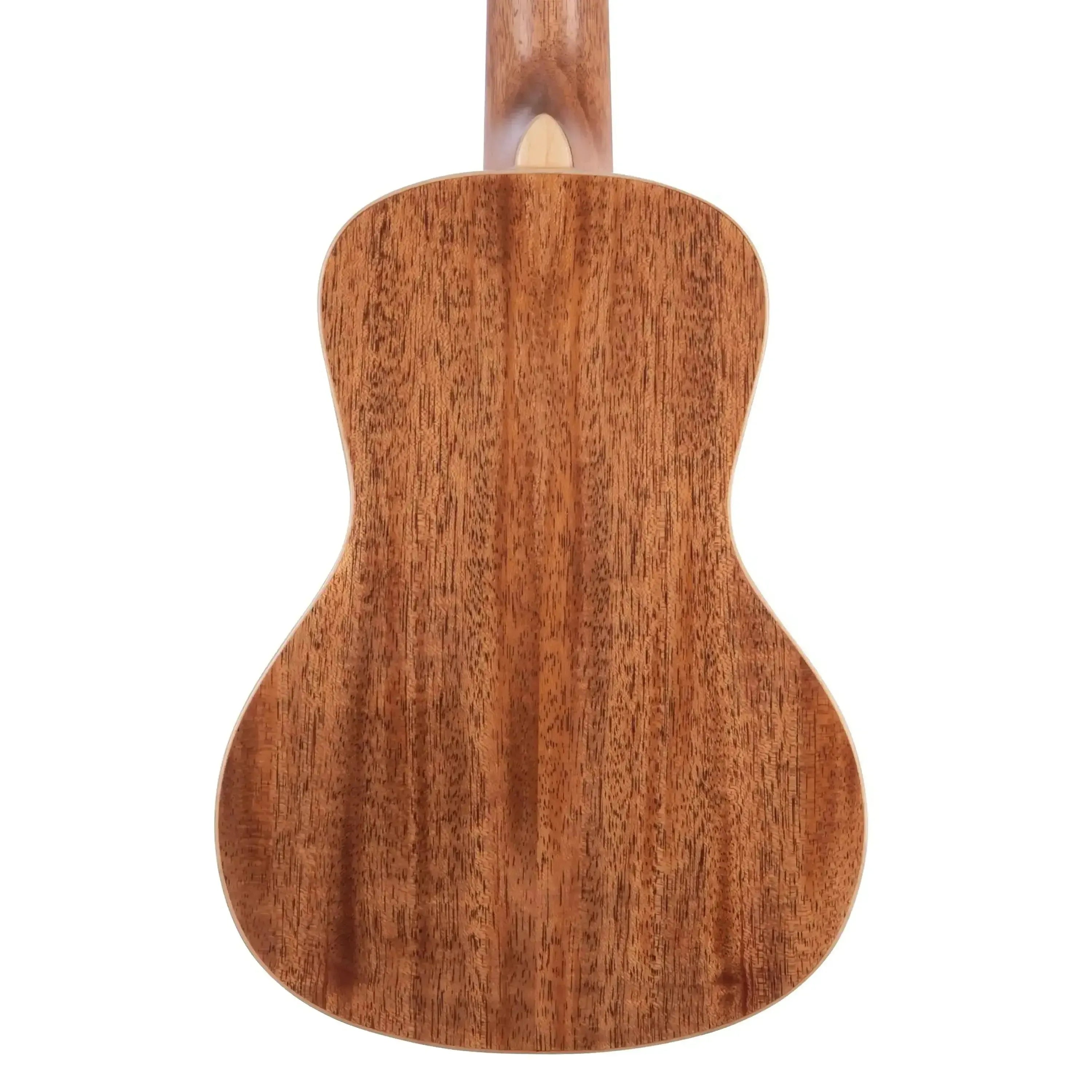 Back of a Kala SMH-CG Solid Mahogany Concert Ukulele with a glossy finish and light maple binding.