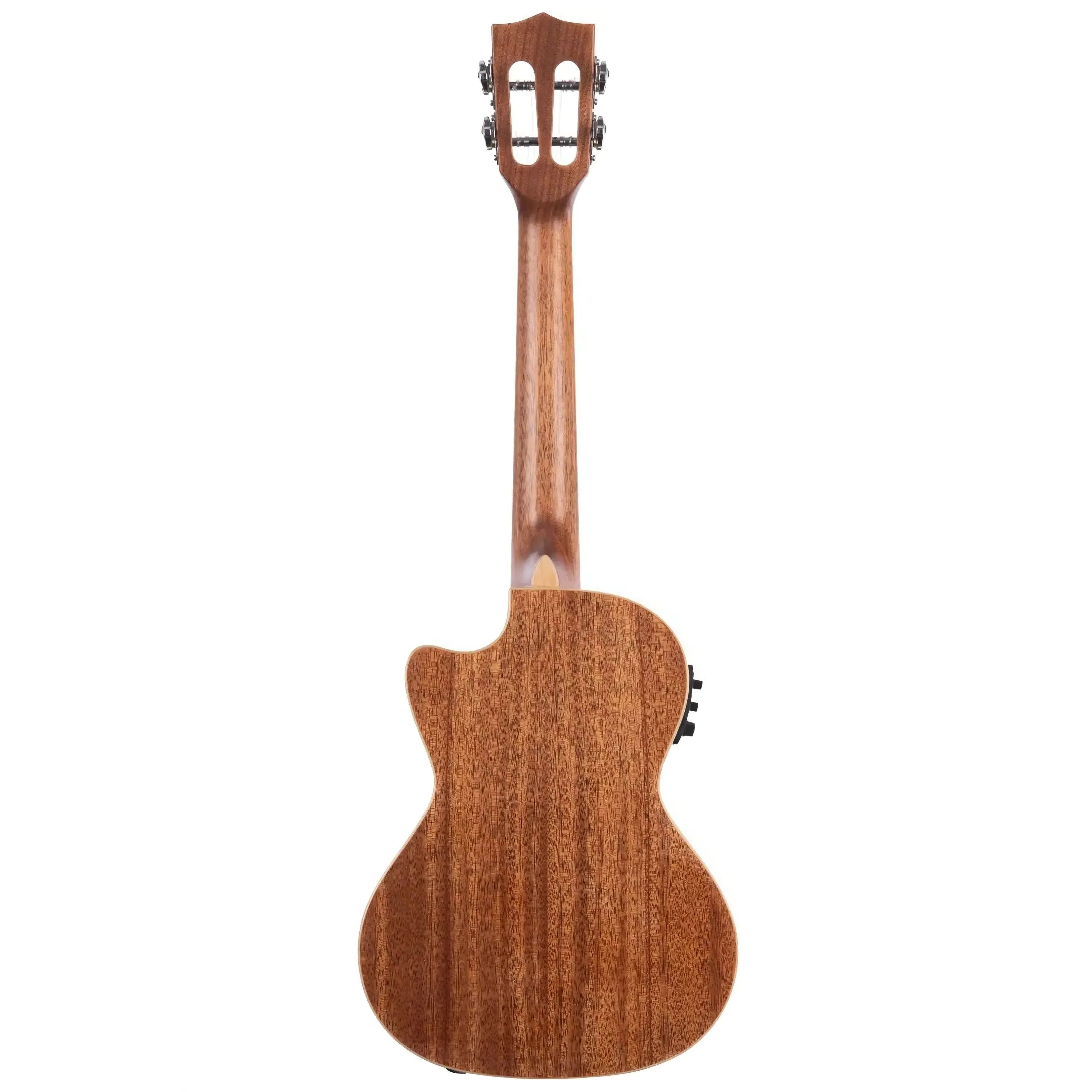 Kala SMH-TG-CE Tenor Ukulele, back view, solid mahogany body, neck, and slotted headstock.