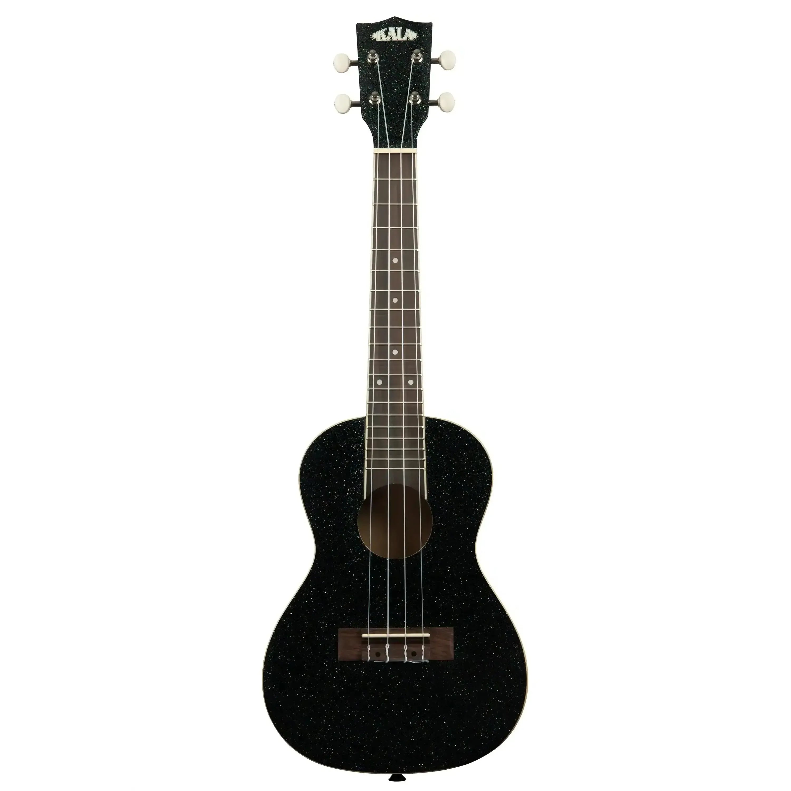Kala Galaxy Black Sparkle Concert Ukulele with cream binding and rosewood fingerboard.