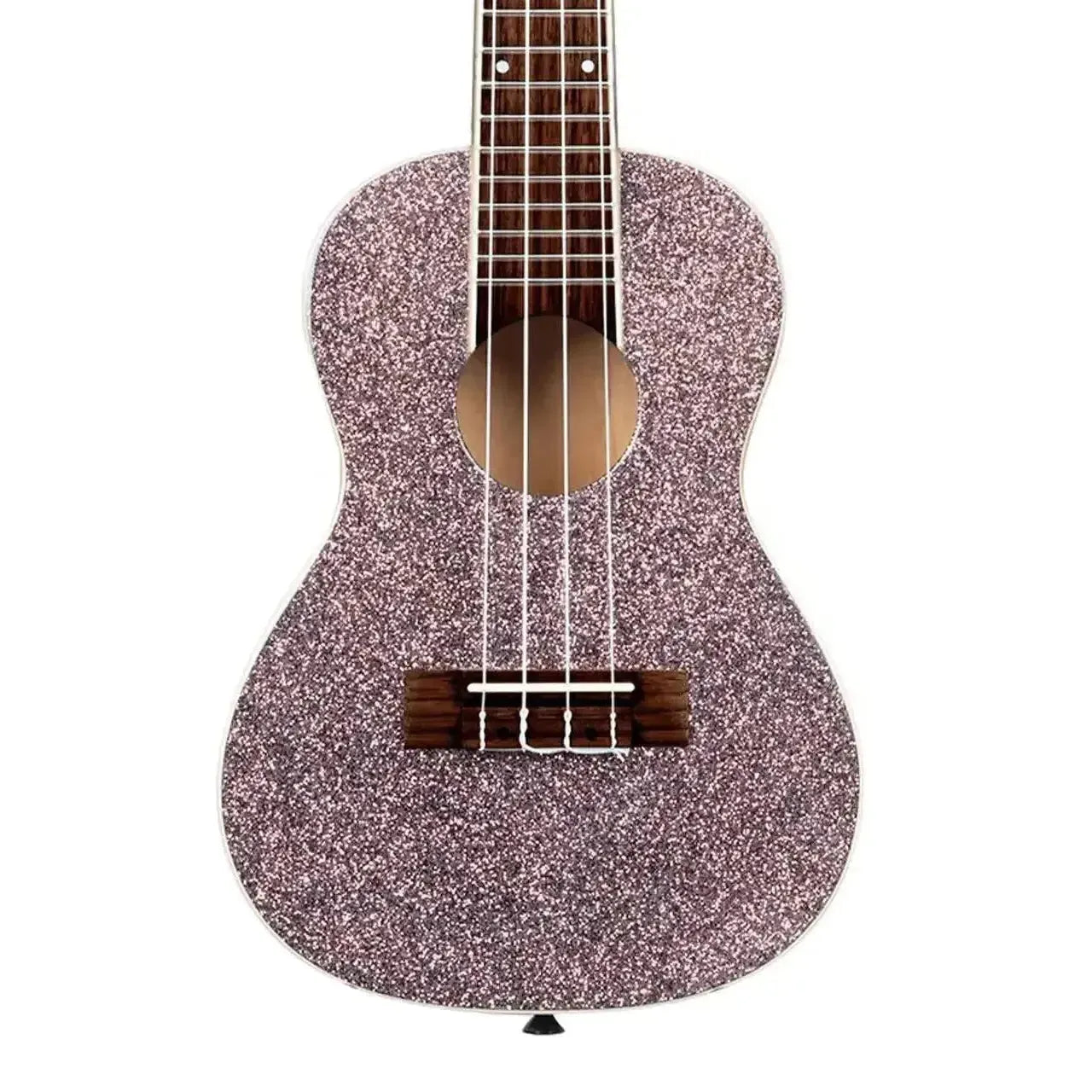 Kala SPRK-PINK Concert Ukulele with a sparkling pink finish, rosewood fretboard, and black strap button.