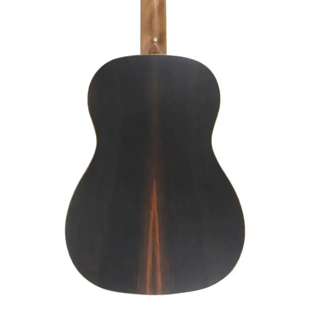 Kala SSEBY-B Baritone Ukulele back, showing dark striped ebony wood and light neck.