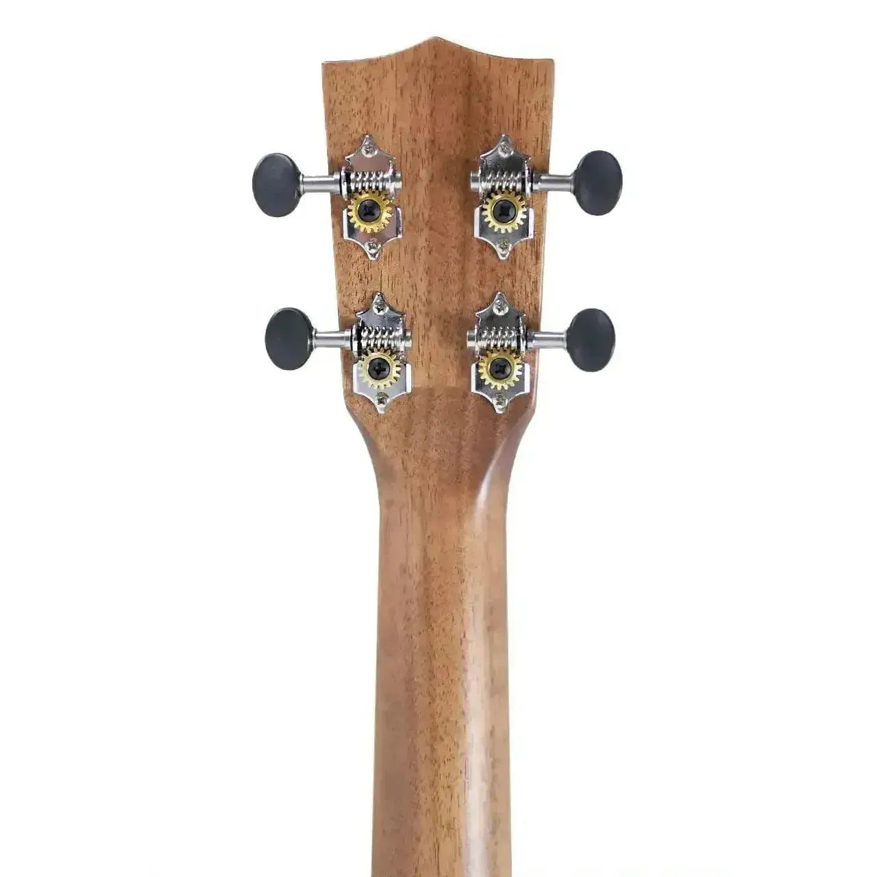 Kala SSEBY-B Baritone Ukulele headstock with four black tuners and visible wood grain.