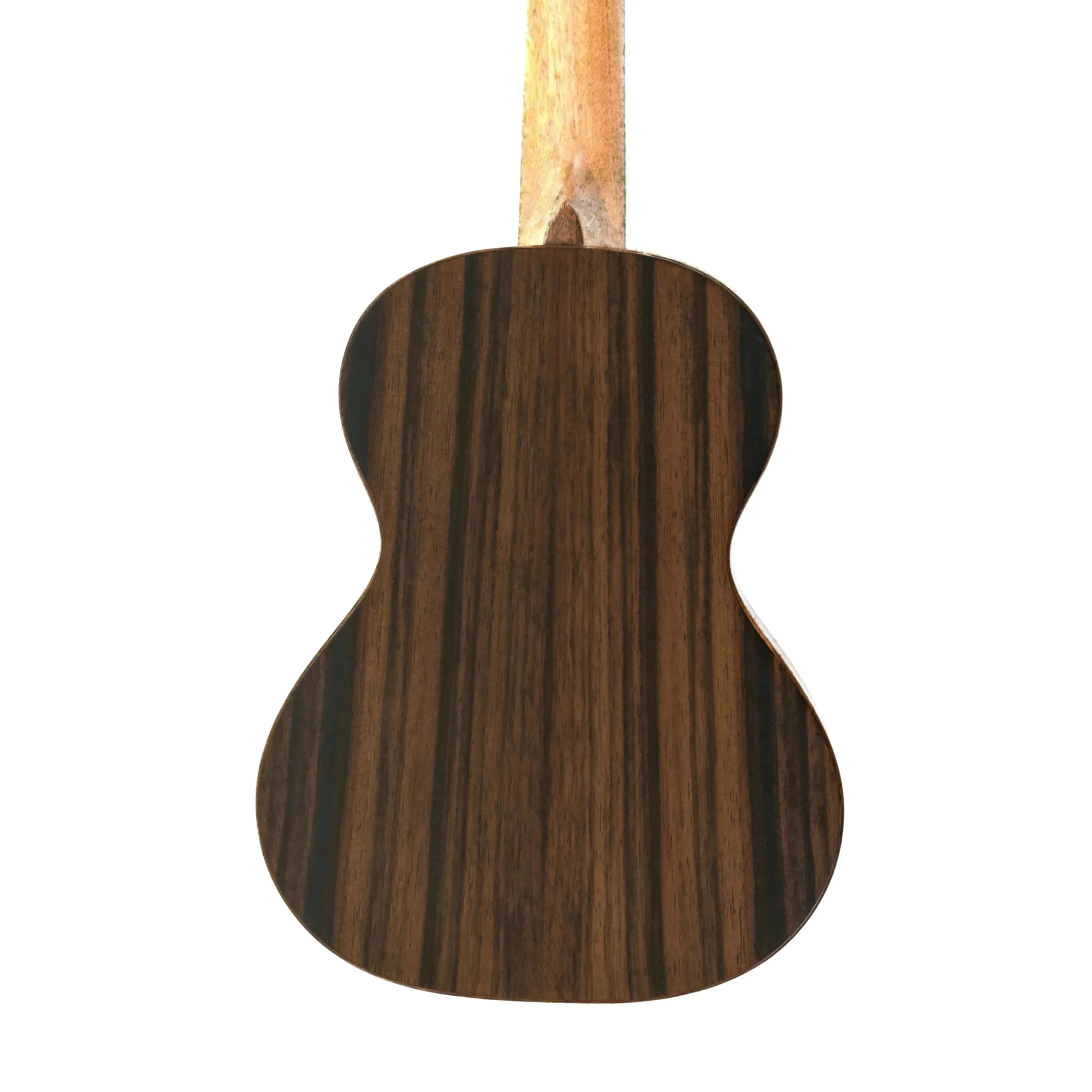 Kala SSEBY-T Tenor Ukulele back, featuring dark striped ebony wood and a light mahogany neck.