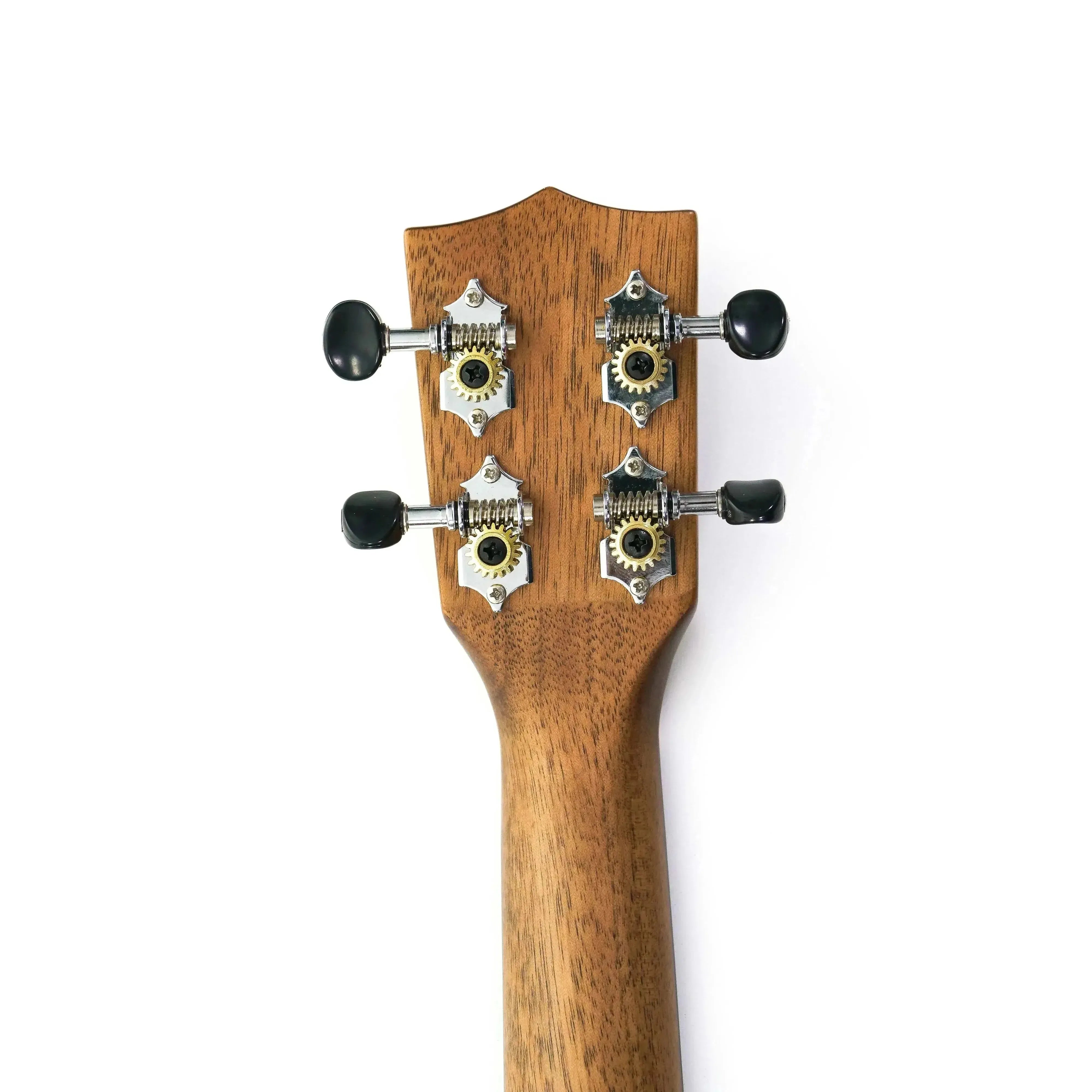 Kala SSEBY-T Tenor Ukulele mahogany headstock with black tuners and gears.