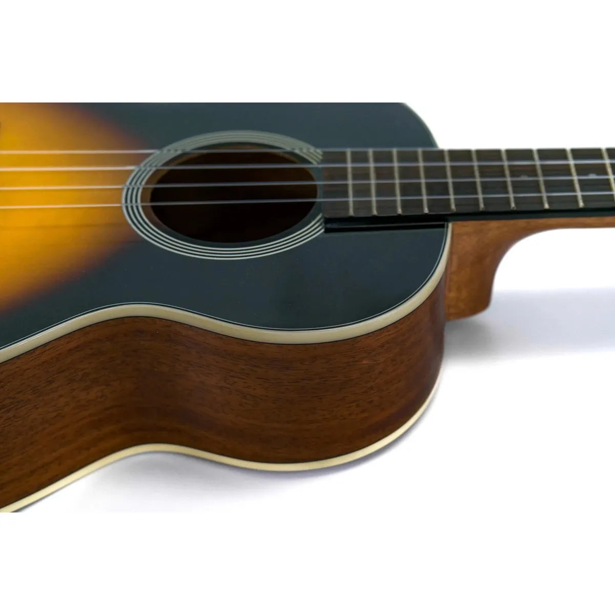 Kala SSMHG-T Tenor Ukulele with gloss sunburst spruce top, ebony fretboard, and wood sides.