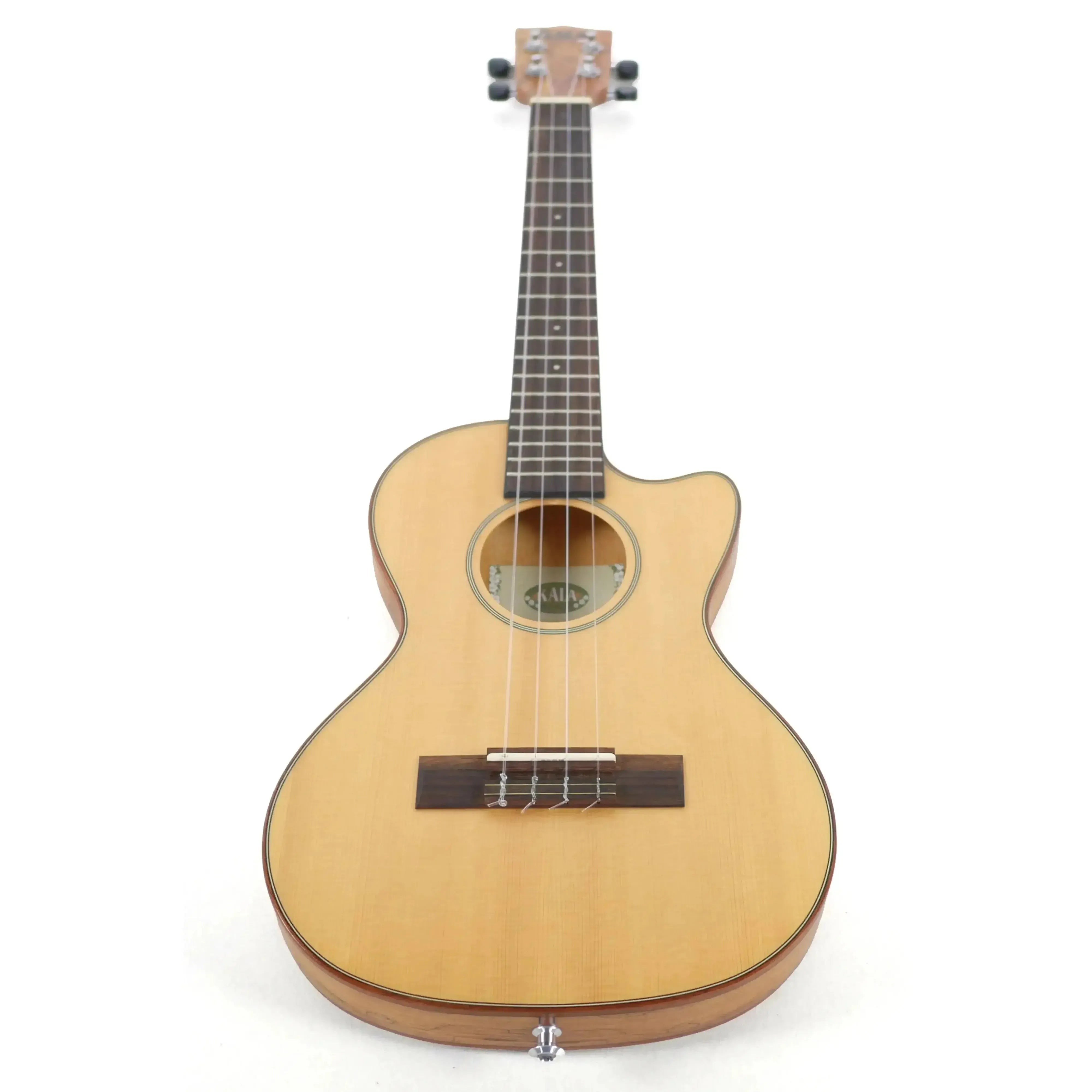 Kala Travel Thinbody Tenor Ukulele with light spruce top, dark rosewood bridge, and cutaway design.