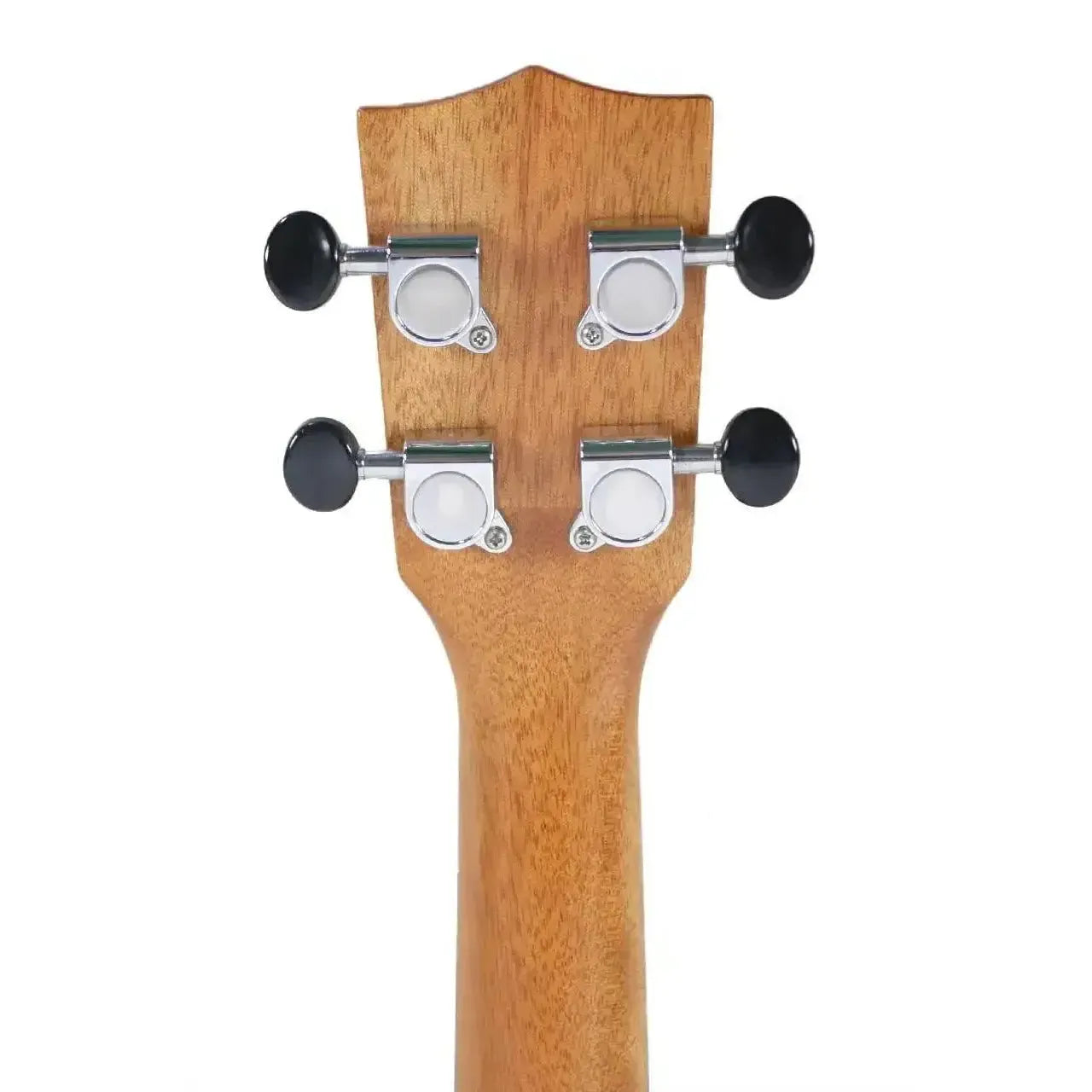 Kala Travel Thinbody Tenor Ukulele headstock with mahogany neck, chrome tuners, and black buttons.