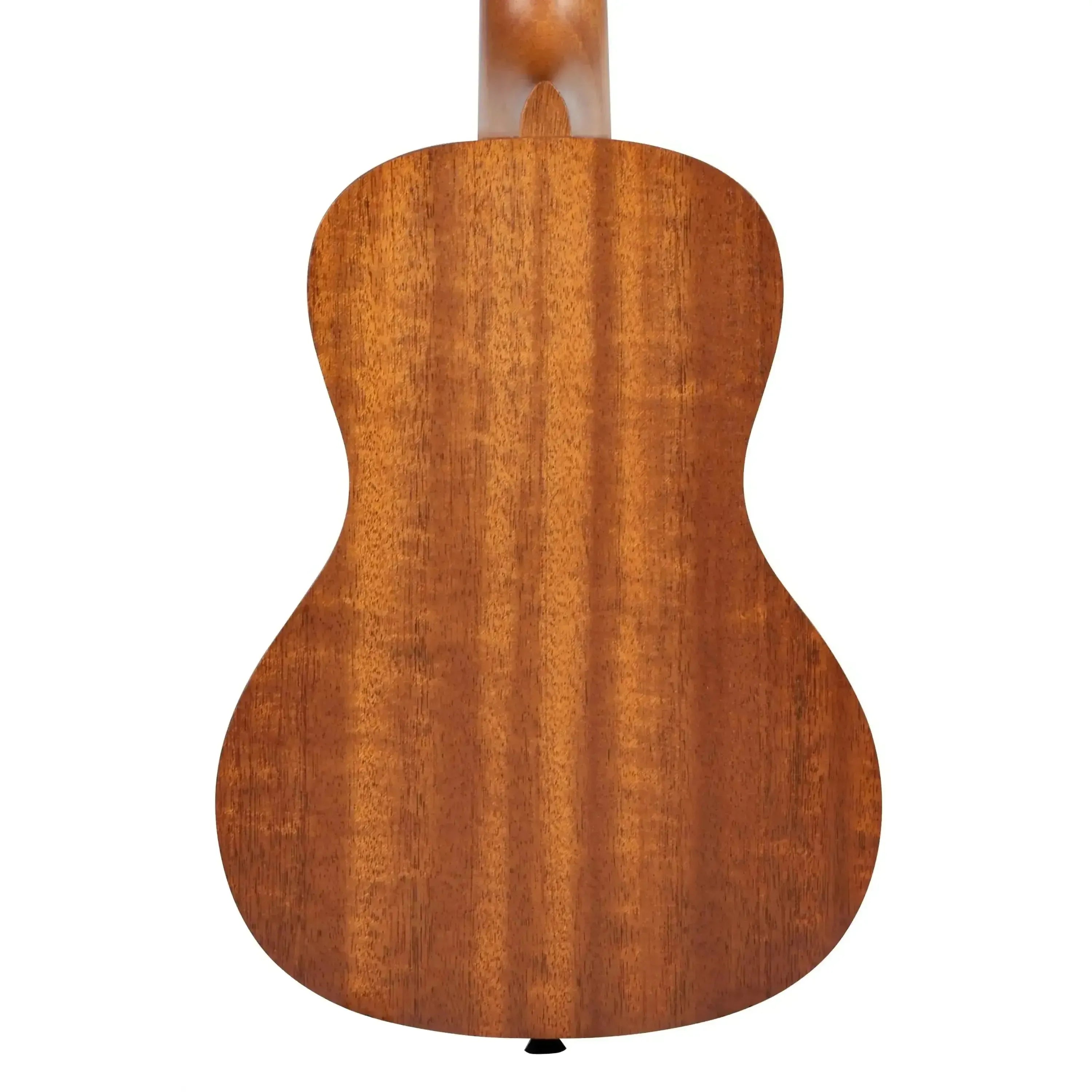 Back of Kala SURF-FAROUT Concert Ukulele, showing mahogany laminate with satin finish and strap button.