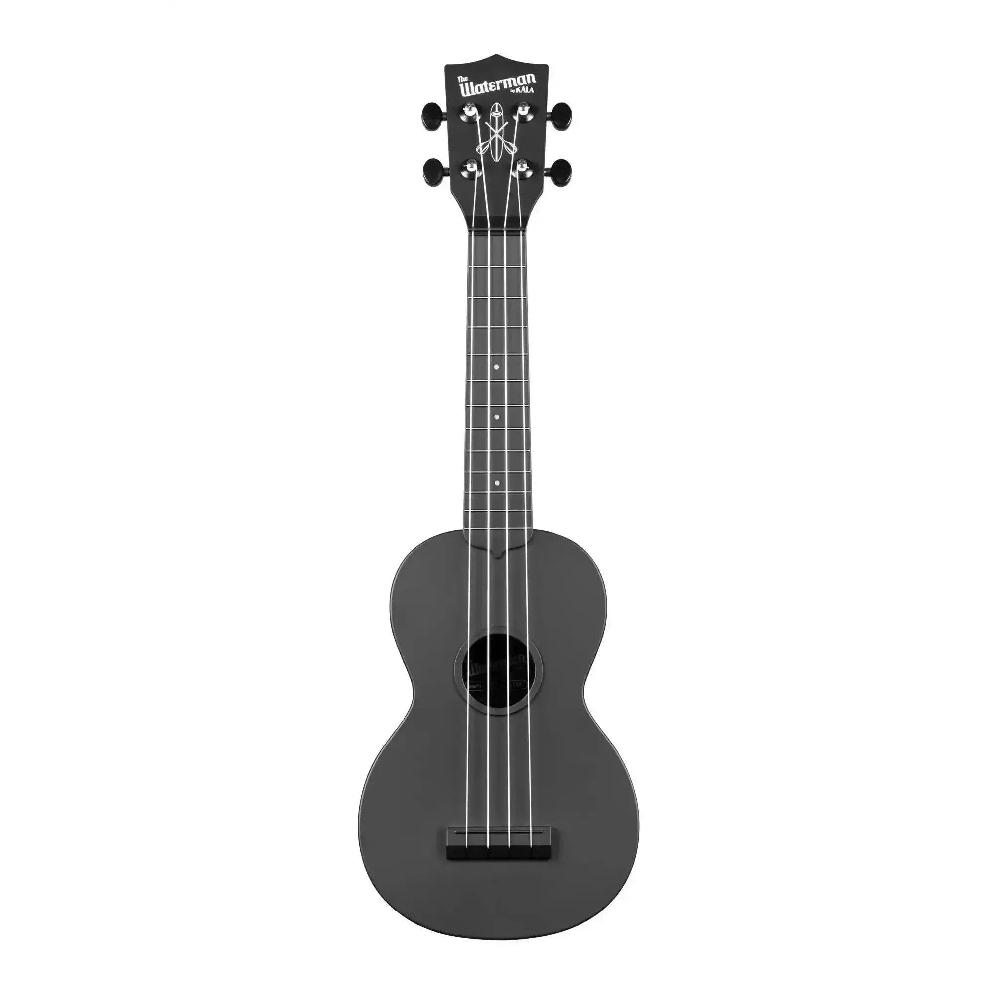 Kala Waterman black soprano ukulele with matte finish and ABS composite body.