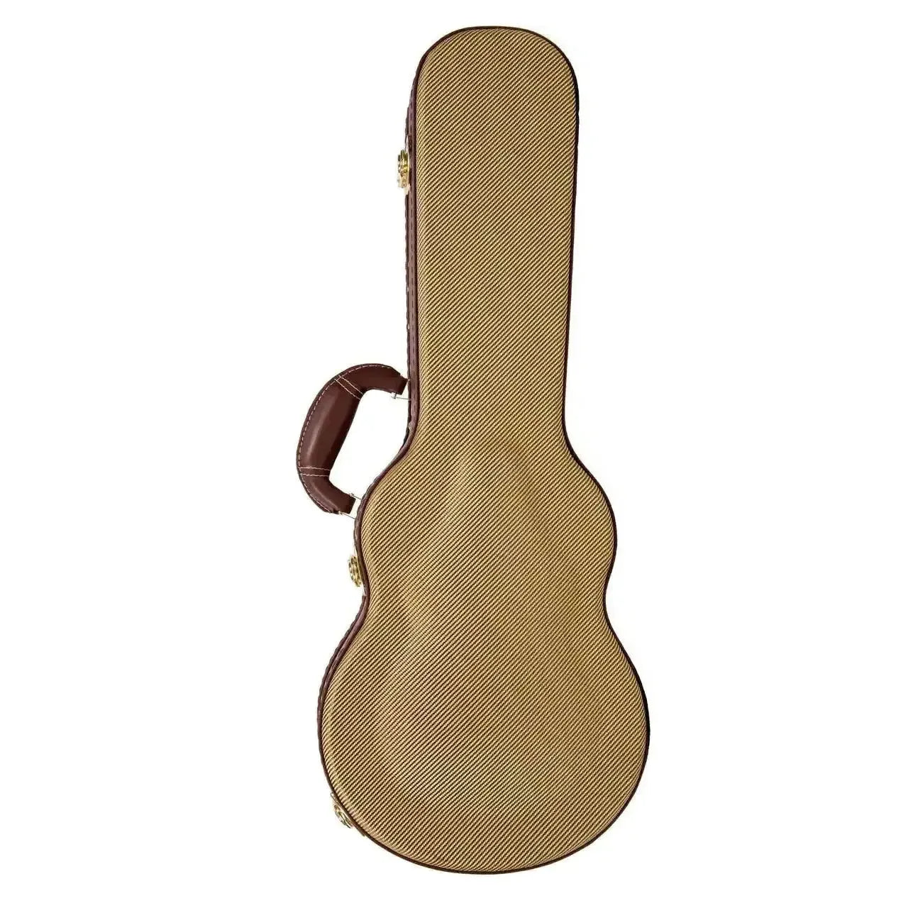 Kala TCC-AT concert ukulele hardshell case with tweed archtop and brown cushioned handle.