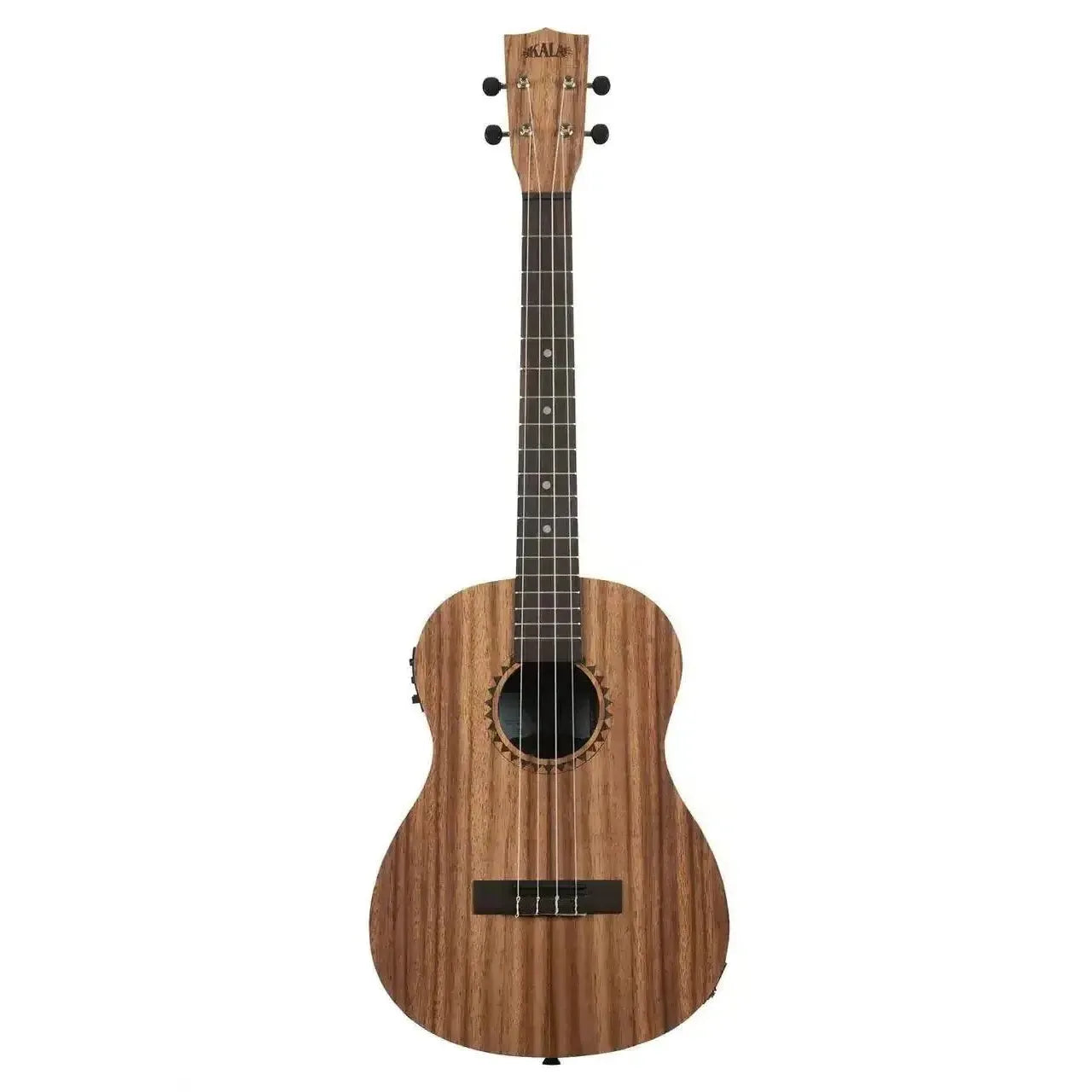 Kala TEAK-BE Teak Baritone Ukulele with EQ, natural wood grain, satin finish, and dark fretboard.