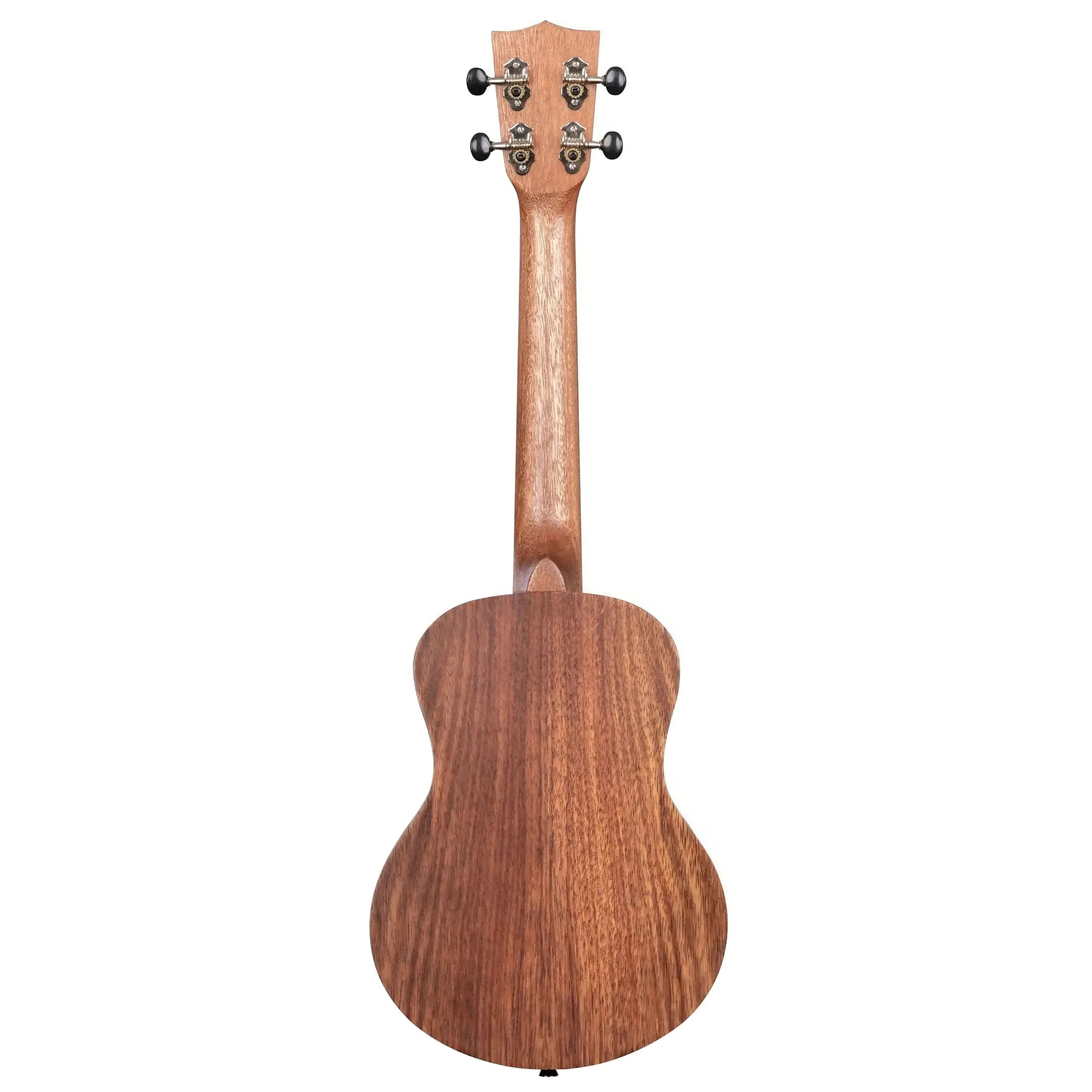 Back view of a Kala TEAK-T Tenor Ukulele, showcasing its rich teak wood grain and satin finish.