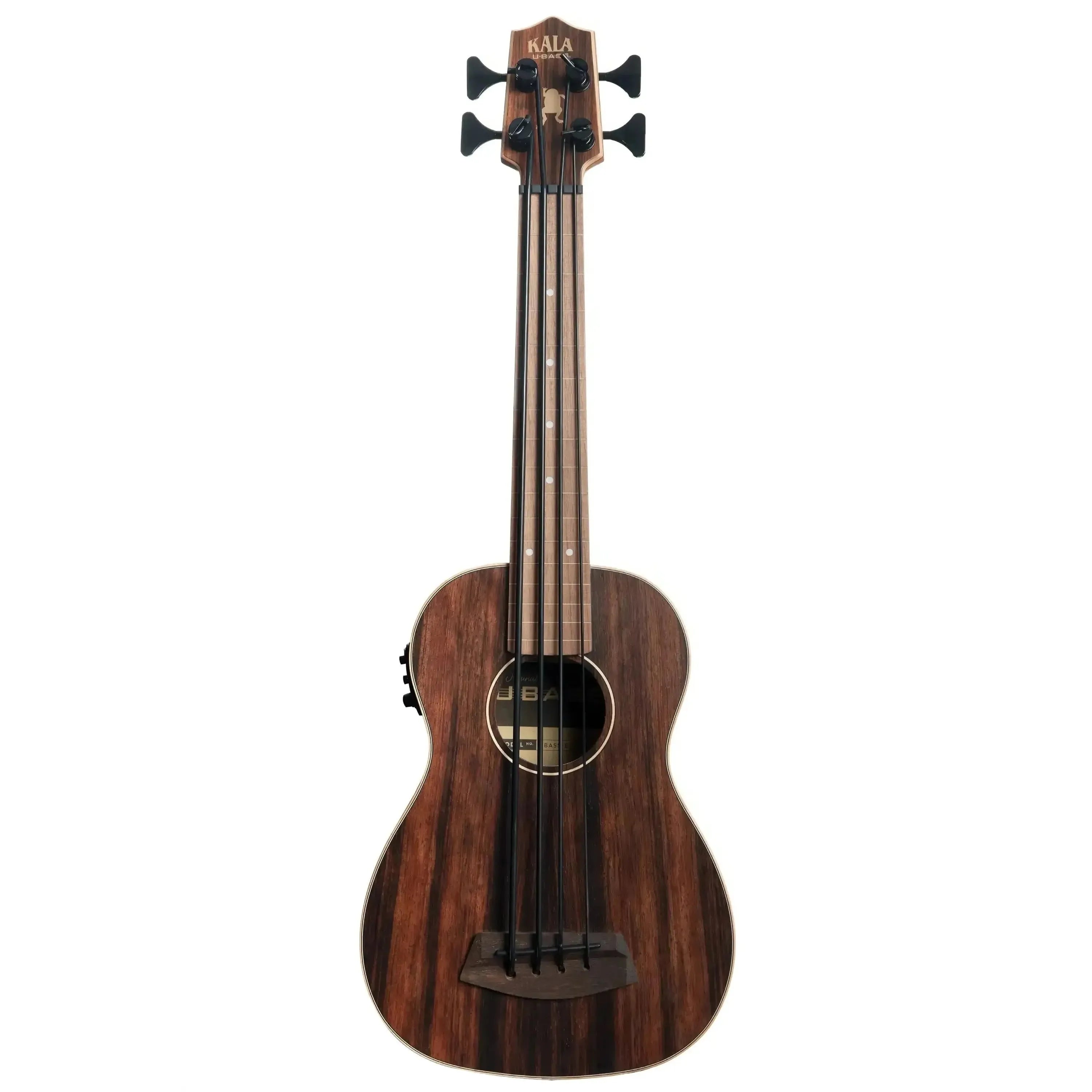 Kala Striped Ebony Fretless Acoustic-Electric U•BASS with satin finish and maple binding.