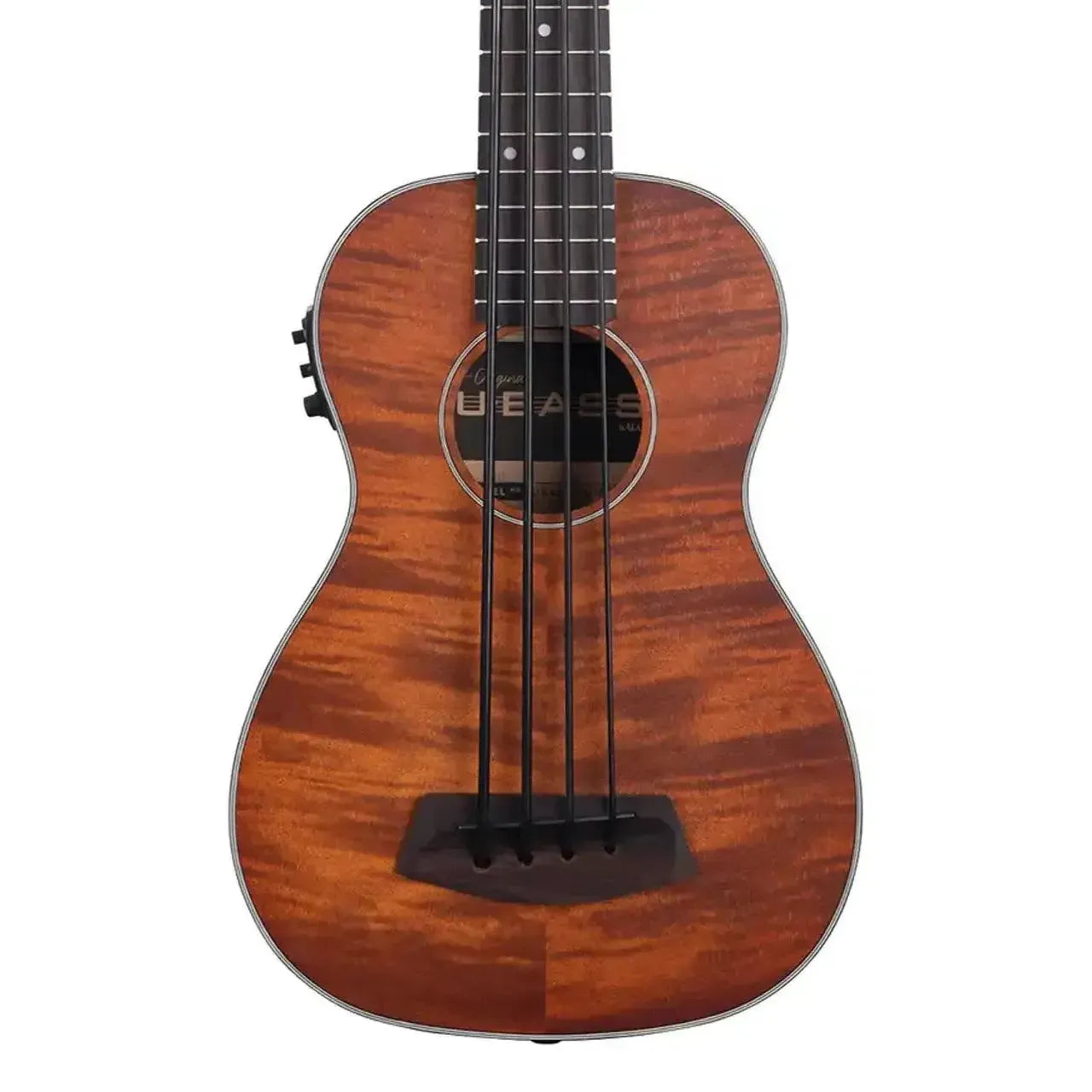 Kala Exotic Mahogany Acoustic Electric U•BASS with satin finish and black binding.