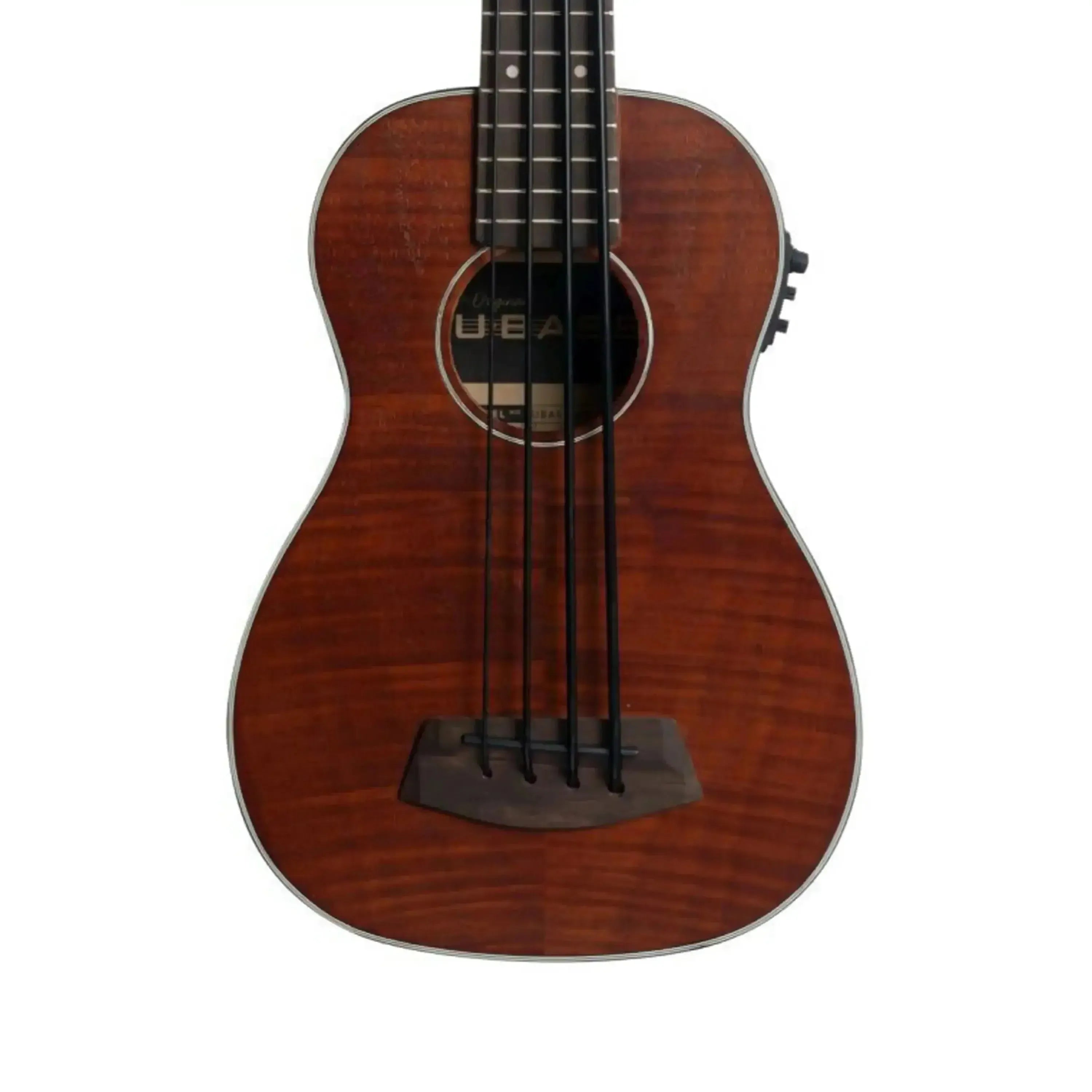 Kala Left-Handed Acoustic-Electric U•BASS with exotic mahogany body, satin finish, and black binding.