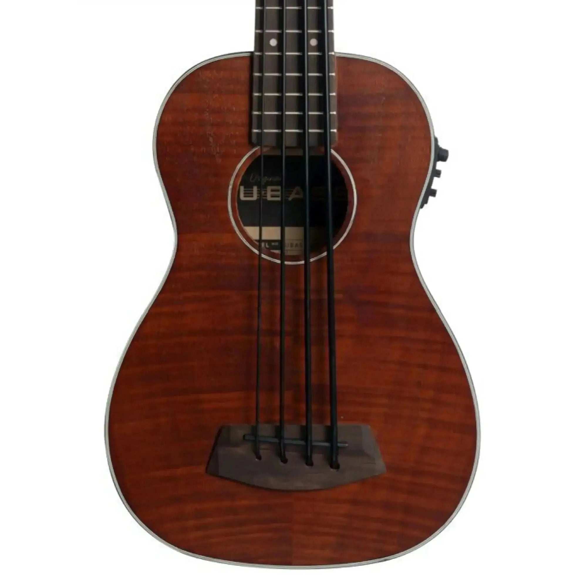 Kala Left-Handed Acoustic-Electric U•BASS with exotic mahogany body, satin finish, and black binding.