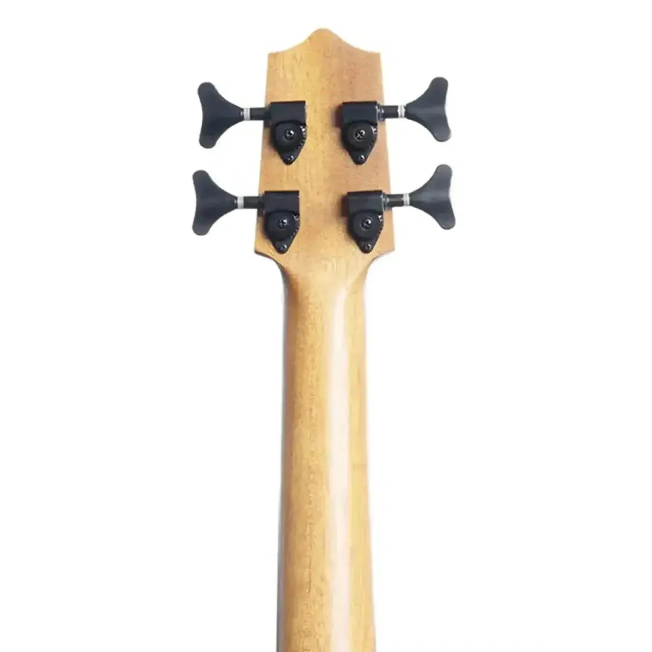 Kala Rumbler U•BASS mahogany neck and headstock with black die-cast tuners.