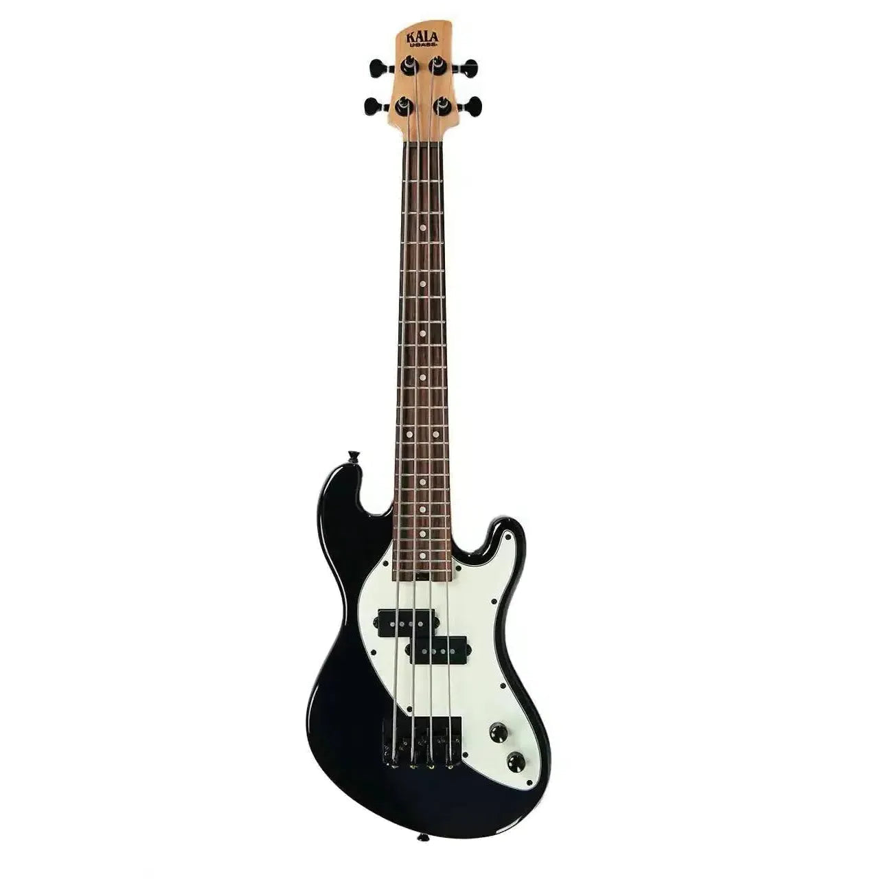 Kala UBASS-SB-BK-MNT-FS Jet Black solid body fretted electric U•BASS with mint pickguard.