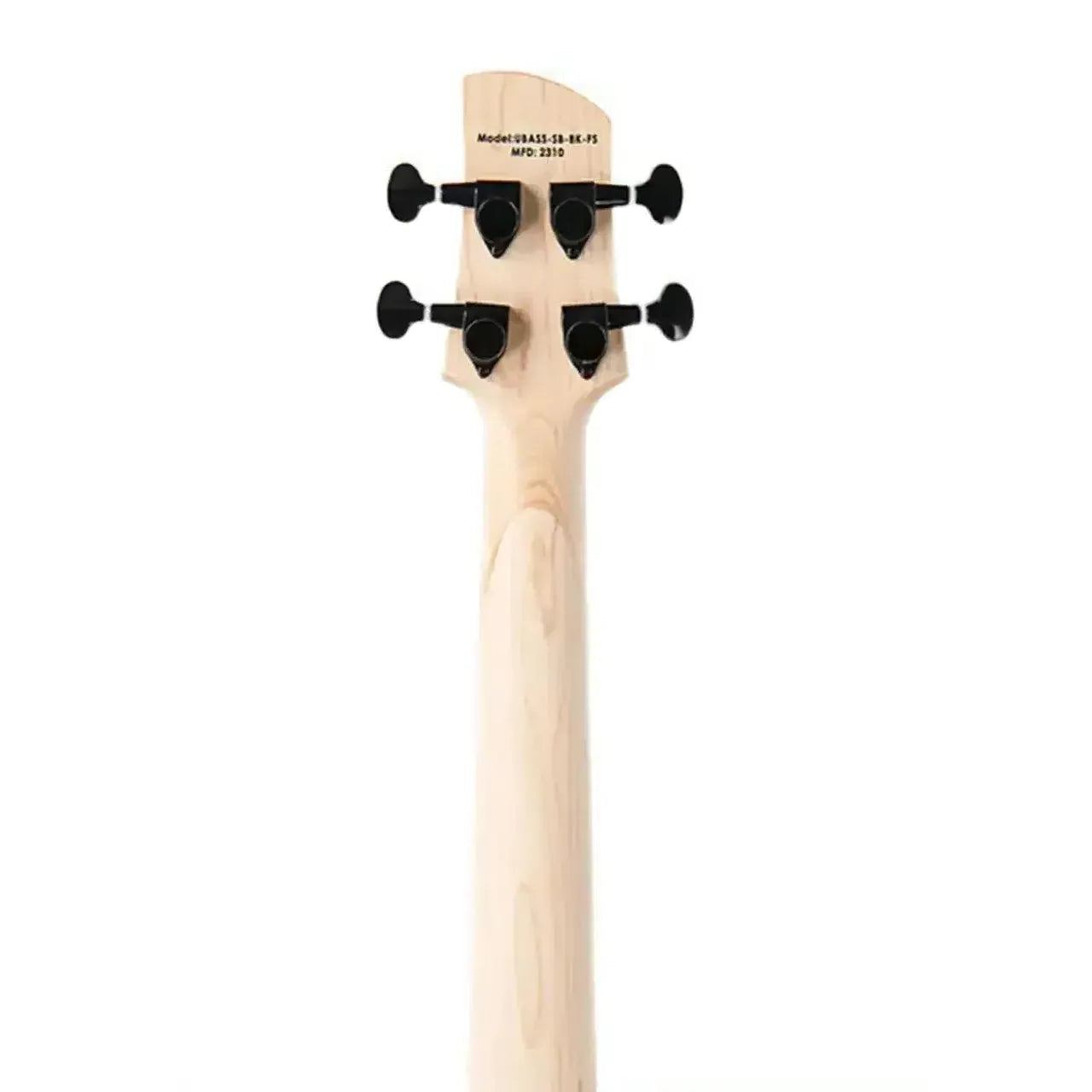 Kala U•BASS maple neck and headstock with black closed-gear tuners.
