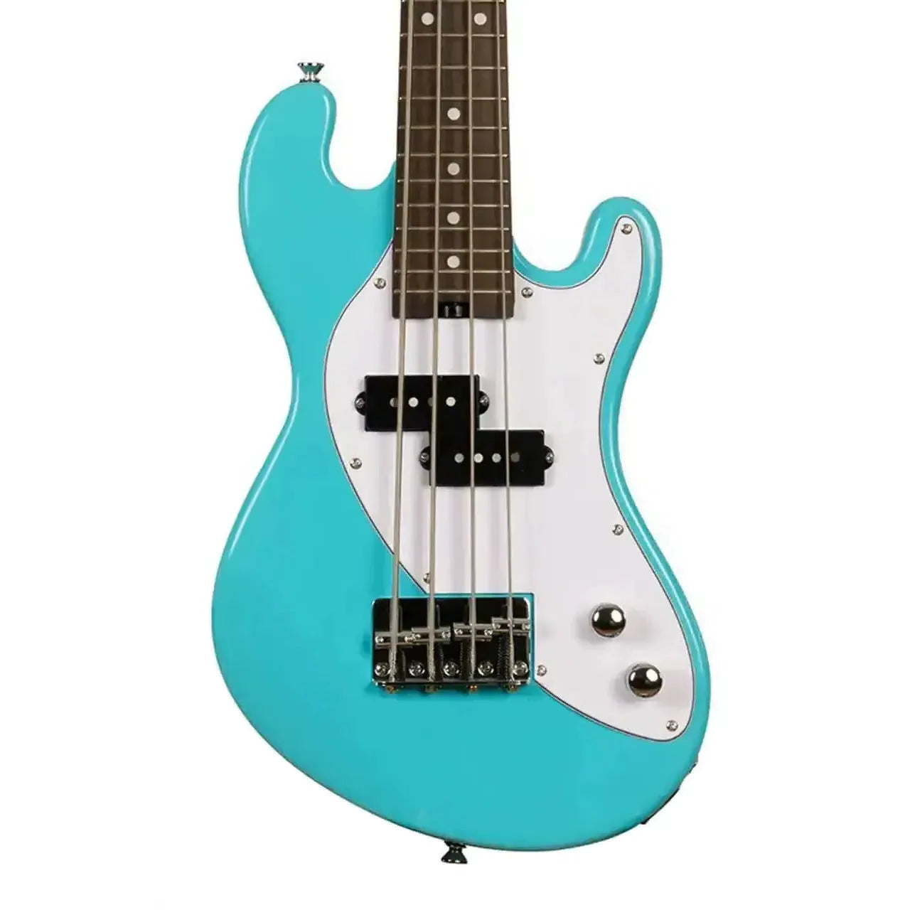 Kala UBASS-SB-BL-FS Fretted U•BASS with a glossy Surf Blue finish and white pickguard.