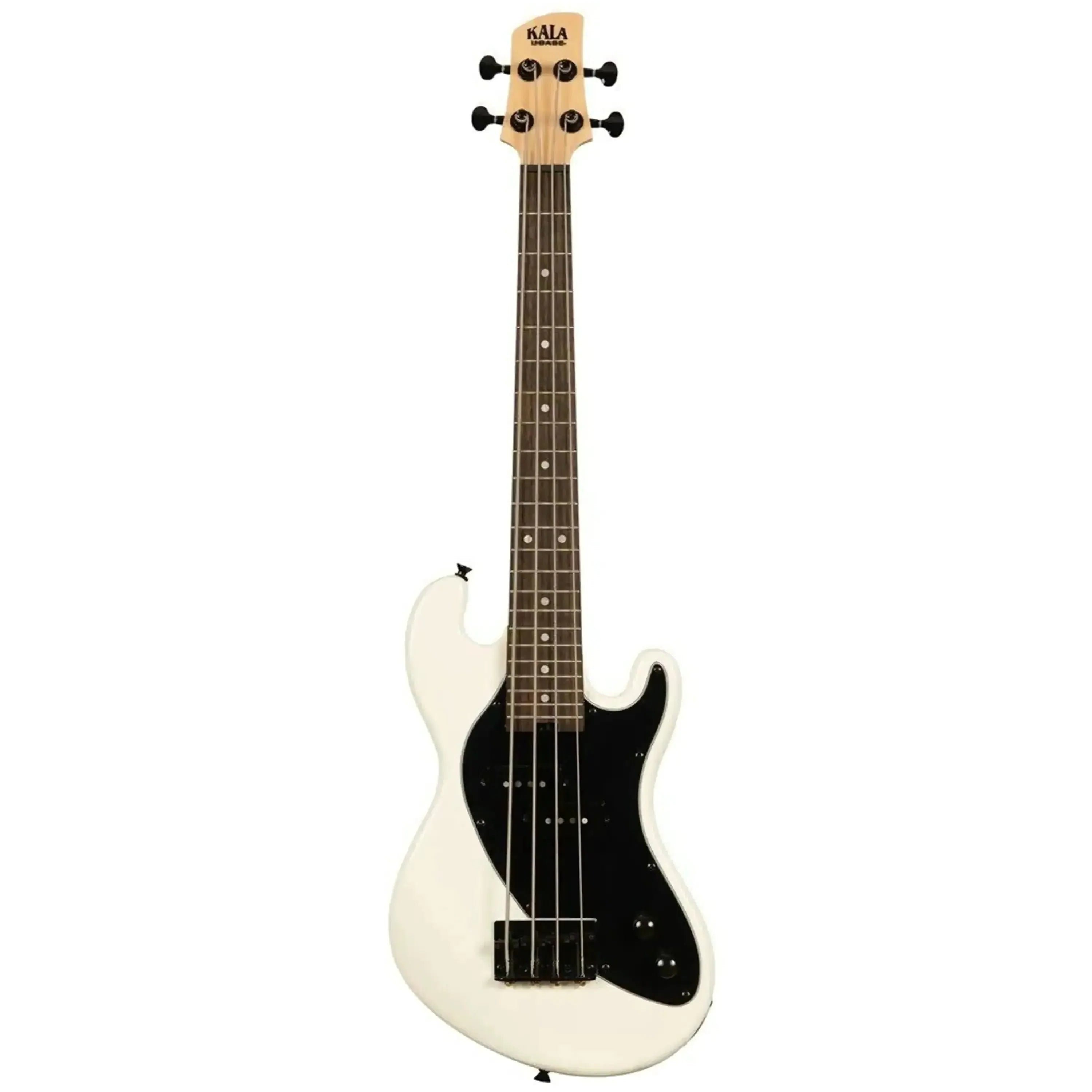 Kala Solid Body 4-String Sweet Cream Fretted U•BASS with black pickguard and passive split-coil pickup.