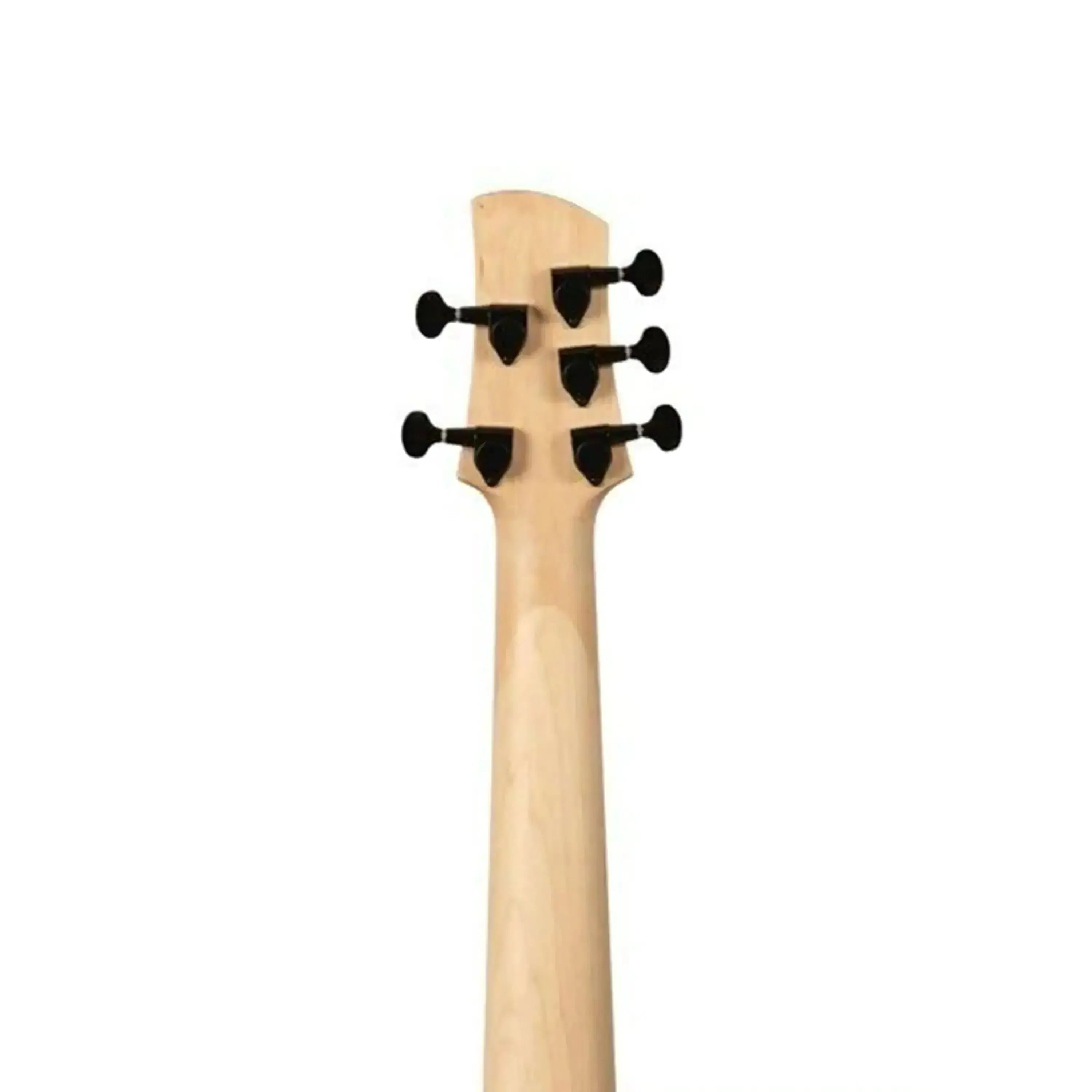 Kala UBASS-SB5-BK-FS 5-string U•BASS maple neck and headstock with black closed-gear tuners.