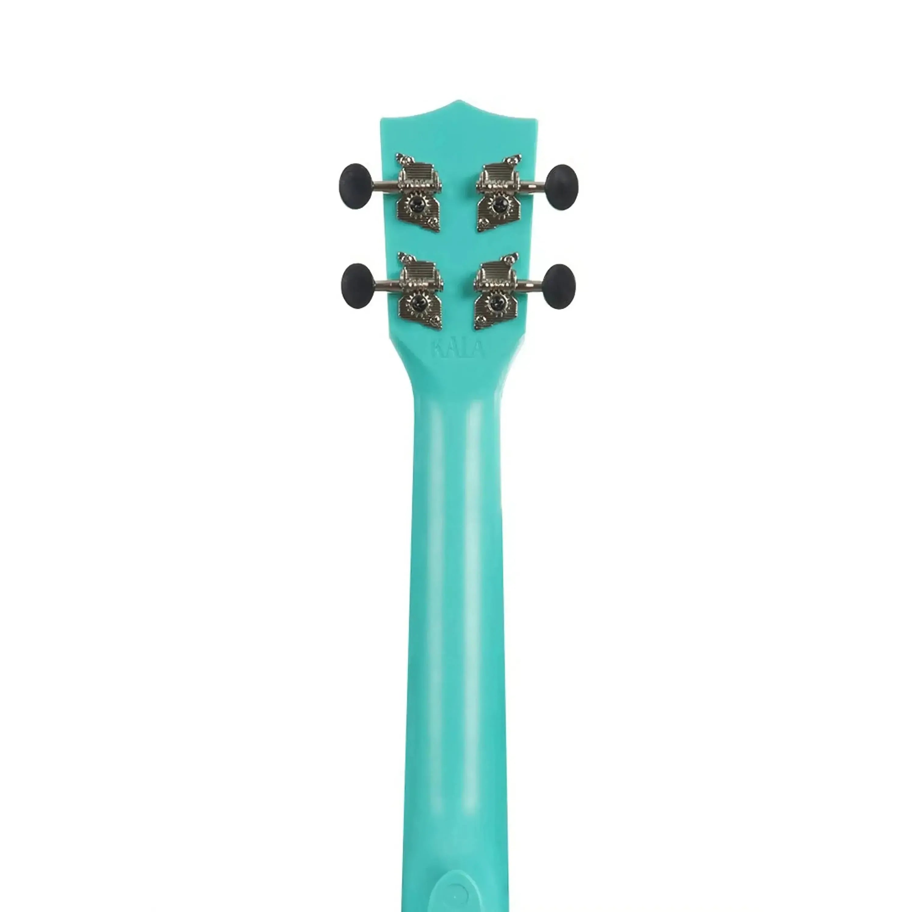 Back of Kala Waterman Aqua Mist Concert Ukulele headstock and neck, showing tuners.
