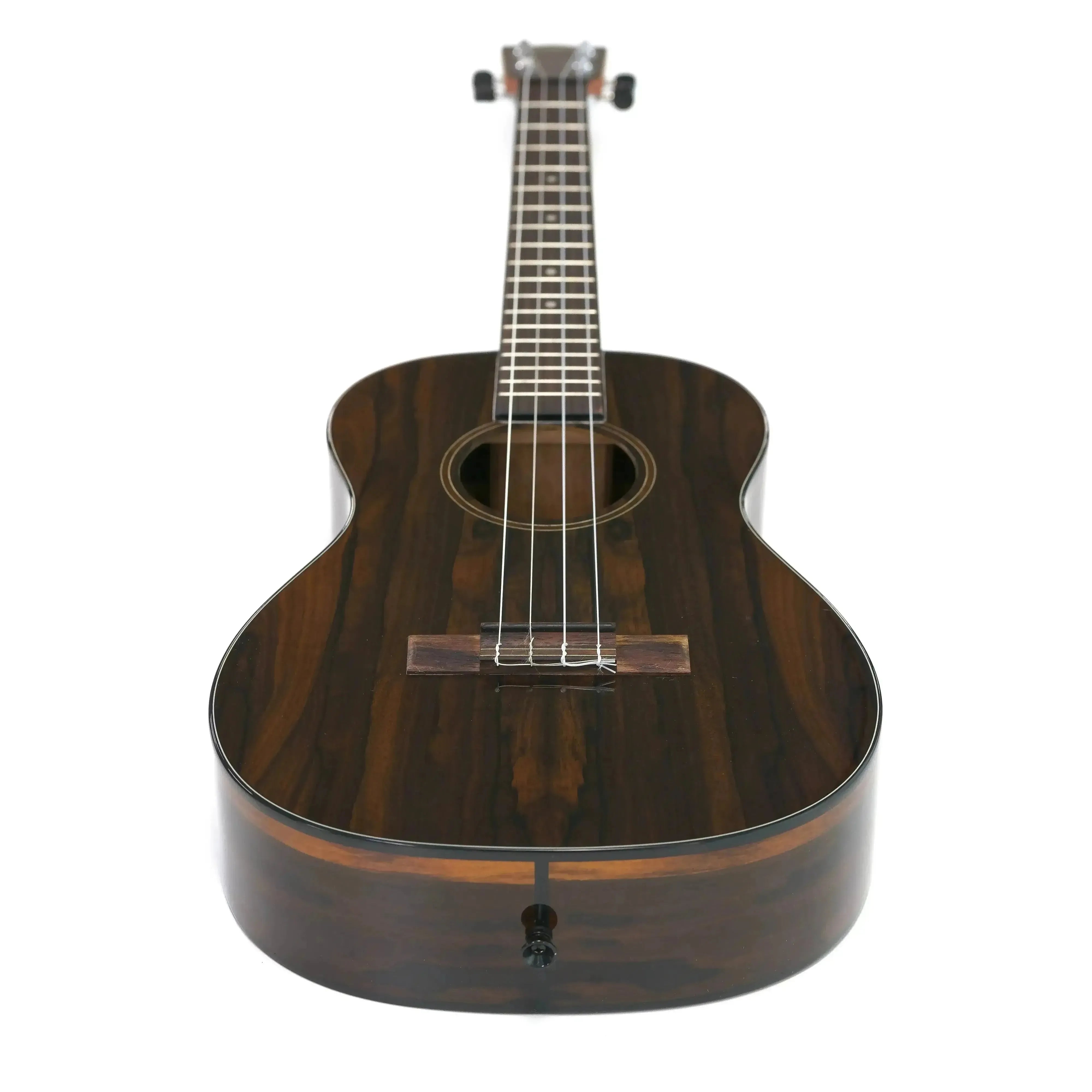 Kala ZCT-B Gloss Ziricote Baritone Ukulele with dark wood grain, glossy finish, and black binding.