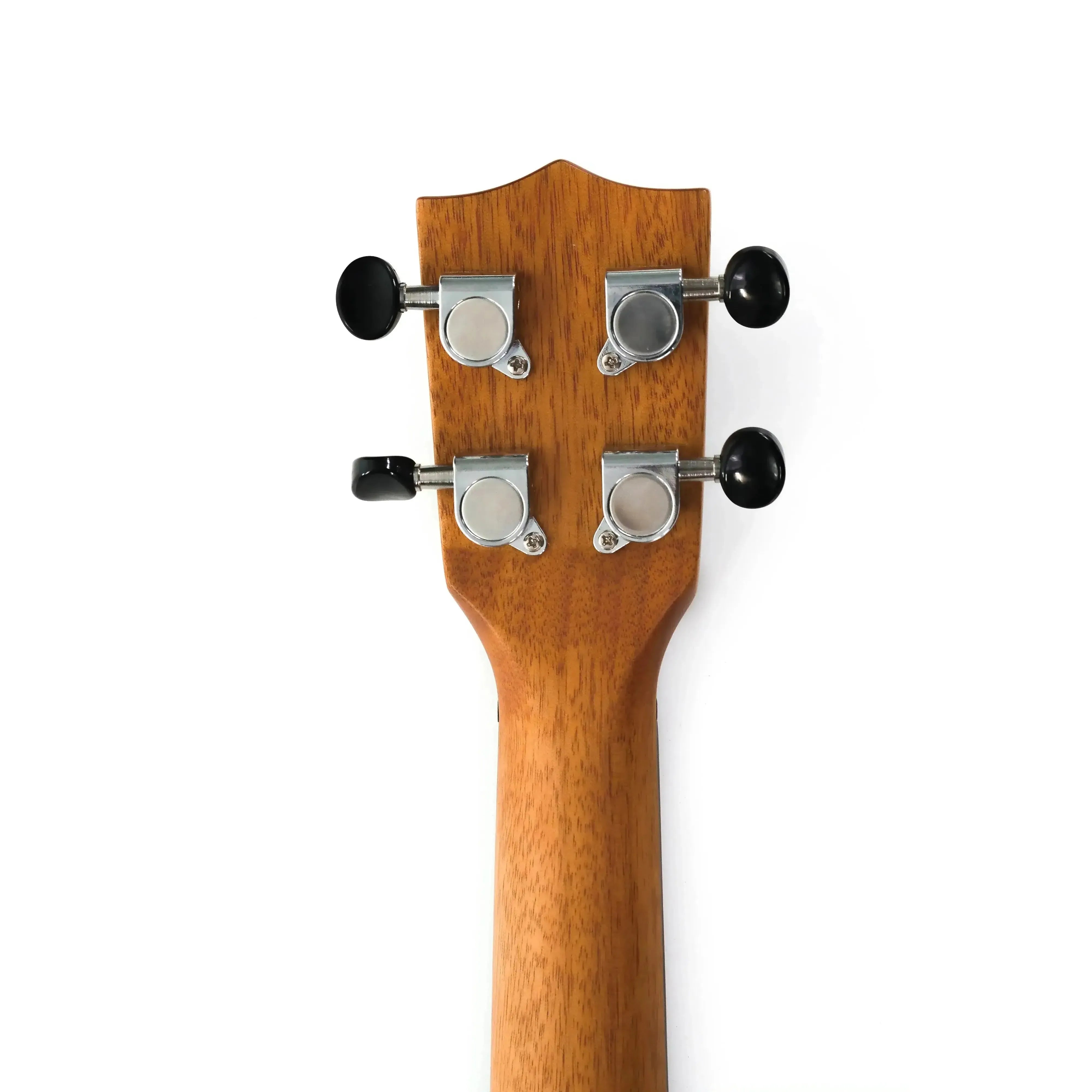 Back of a Kala ZCT-C Concert Ukulele headstock with four chrome tuners and black buttons.
