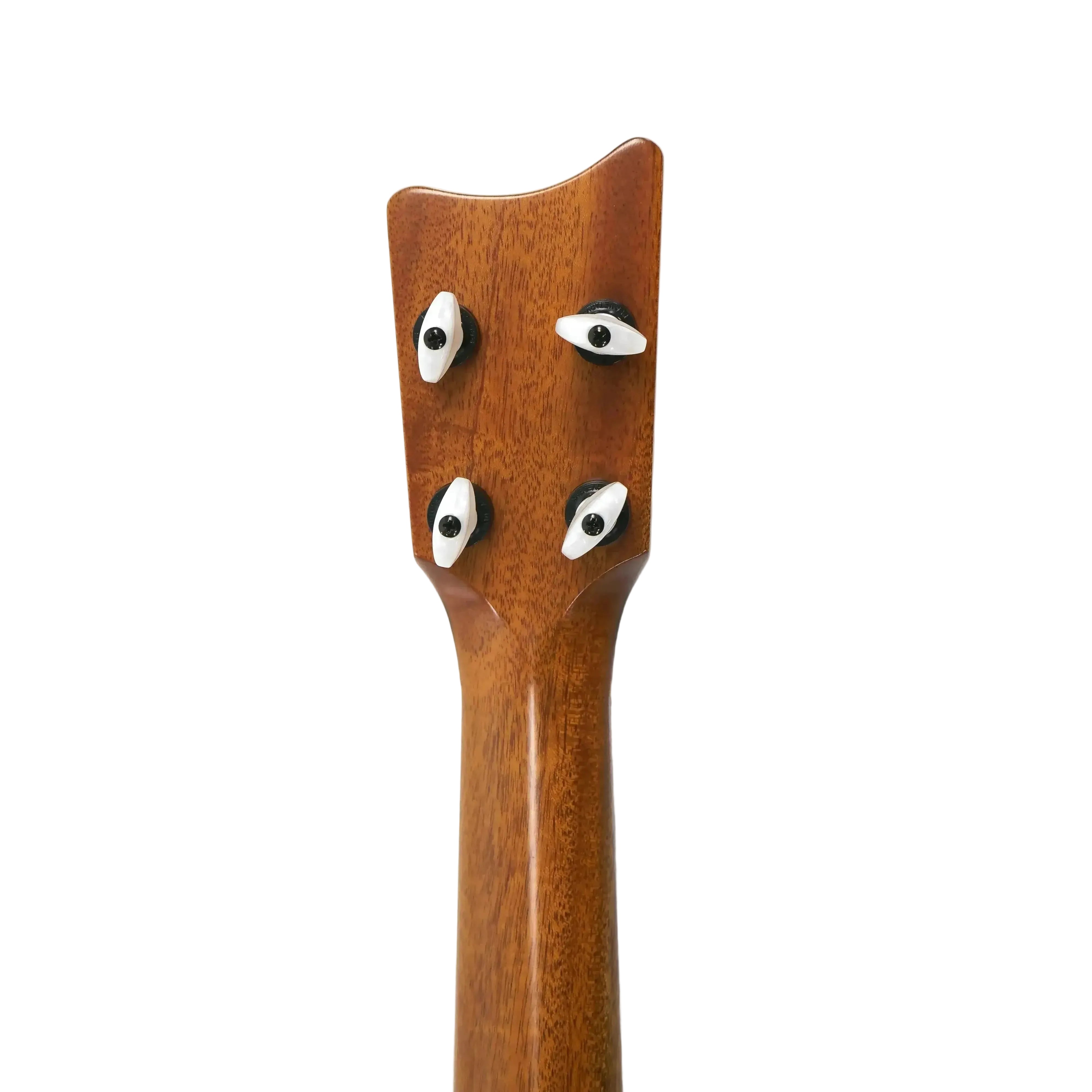 Back of Kamaka HF-2-D2 Concert Ukulele headstock and mahogany neck with Gotoh tuners.