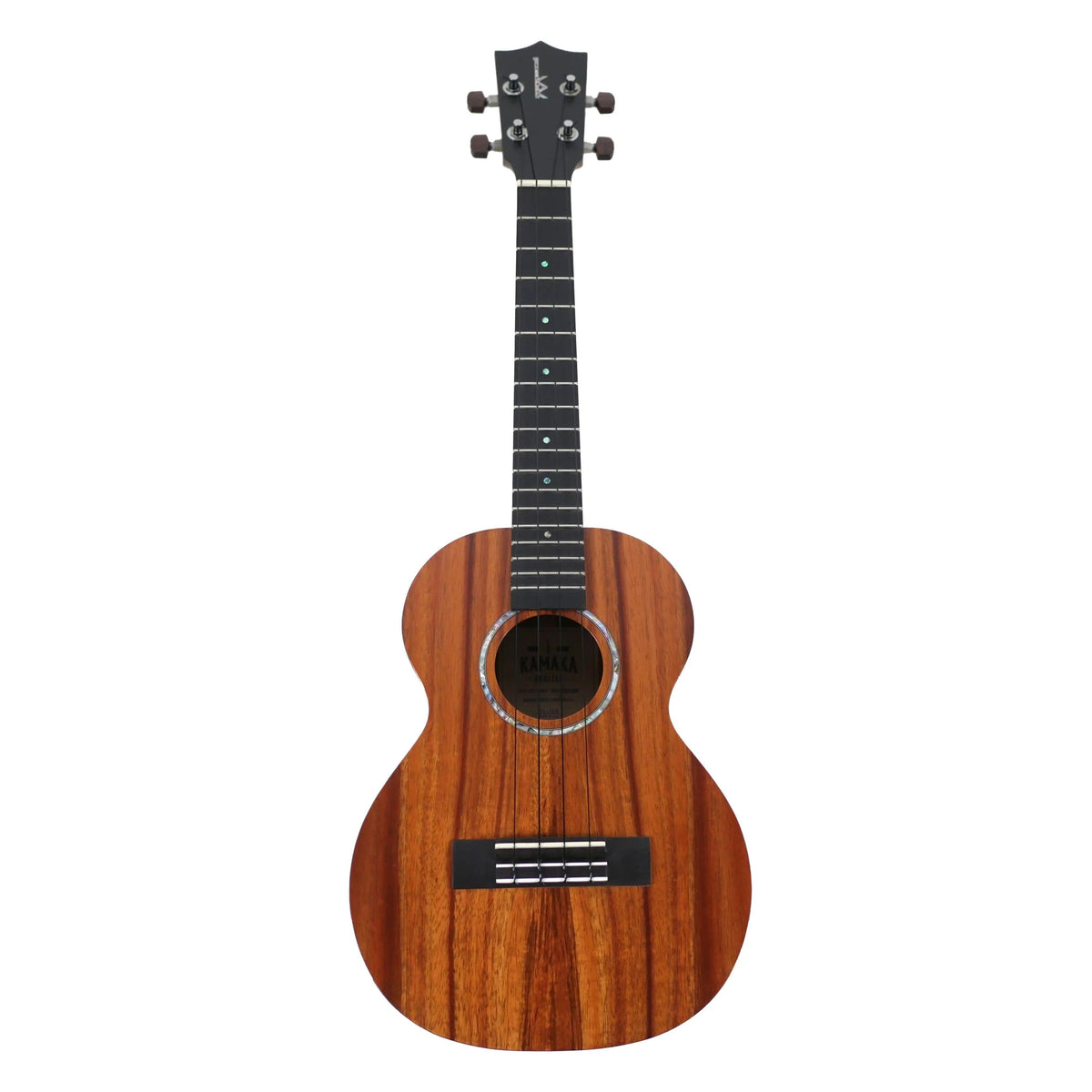 Kamaka HF-3 FEab+ tenor ukulele full front view, upright with headstock at top
