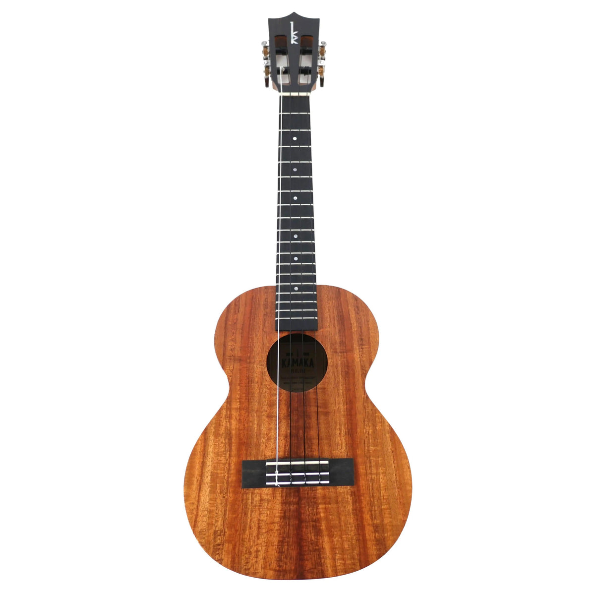 Kamaka HF-3i FEmop+ tenor ukulele full front view, upright with slotted headstock at top